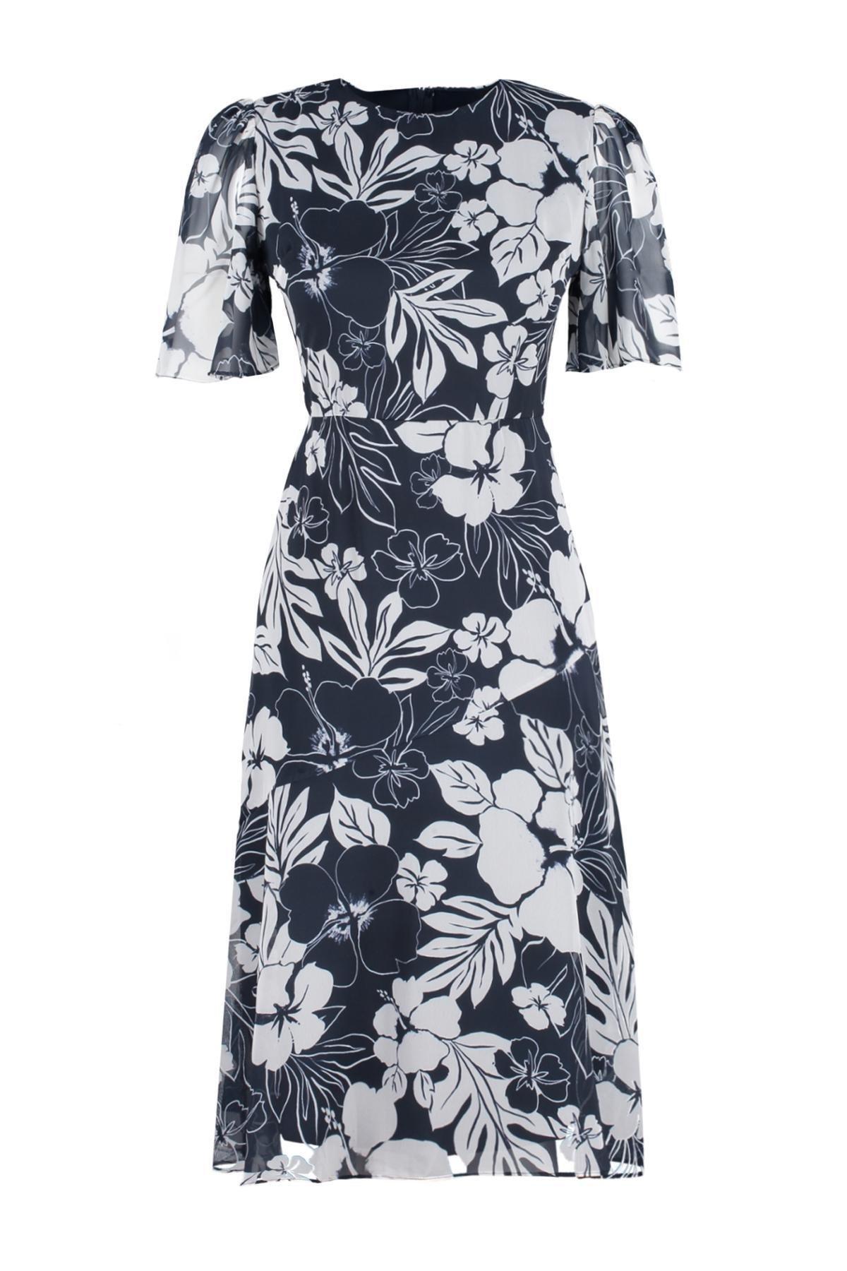 Blue Midi Woven A-Line Dress, , large image number 5