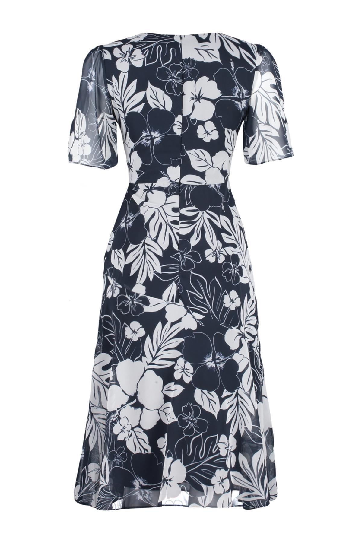 Blue Midi Woven A-Line Dress, , large image number 6