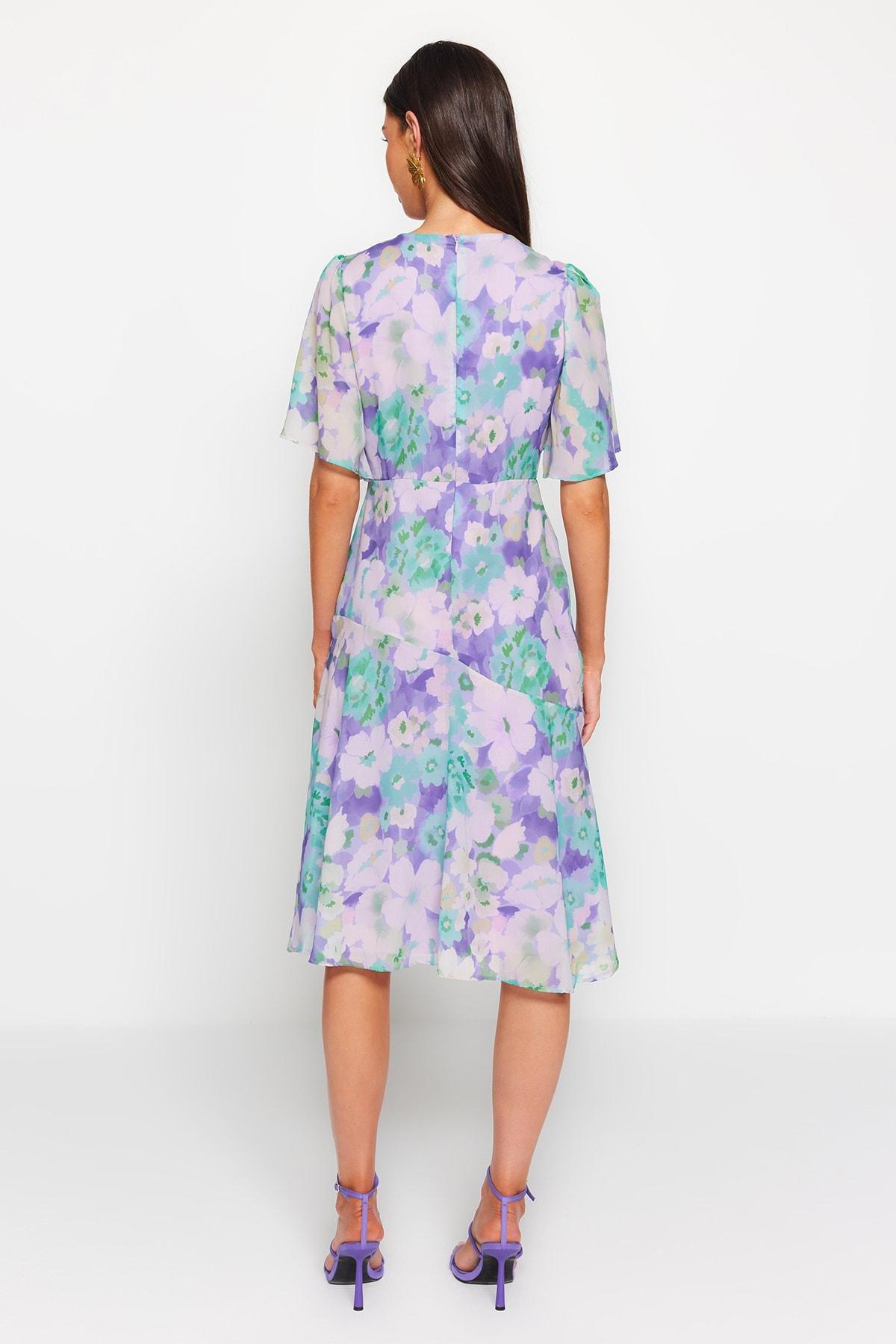 Multicolor A-Line Basic Chiffon Midi Woven Dress, , large image number 5