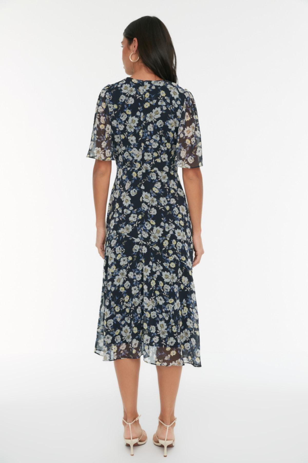 Navy A-Line Boat Neck Dress, , large image number 4