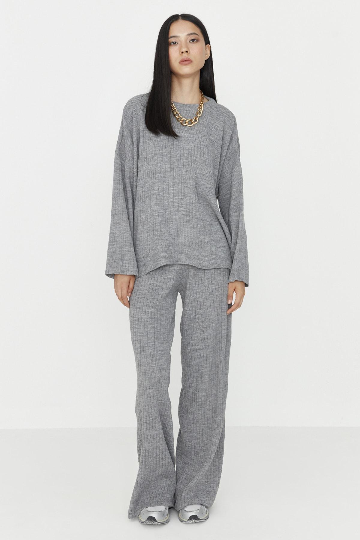 Grey Regular Mid Waist Co-Ord Set, , large image number 2