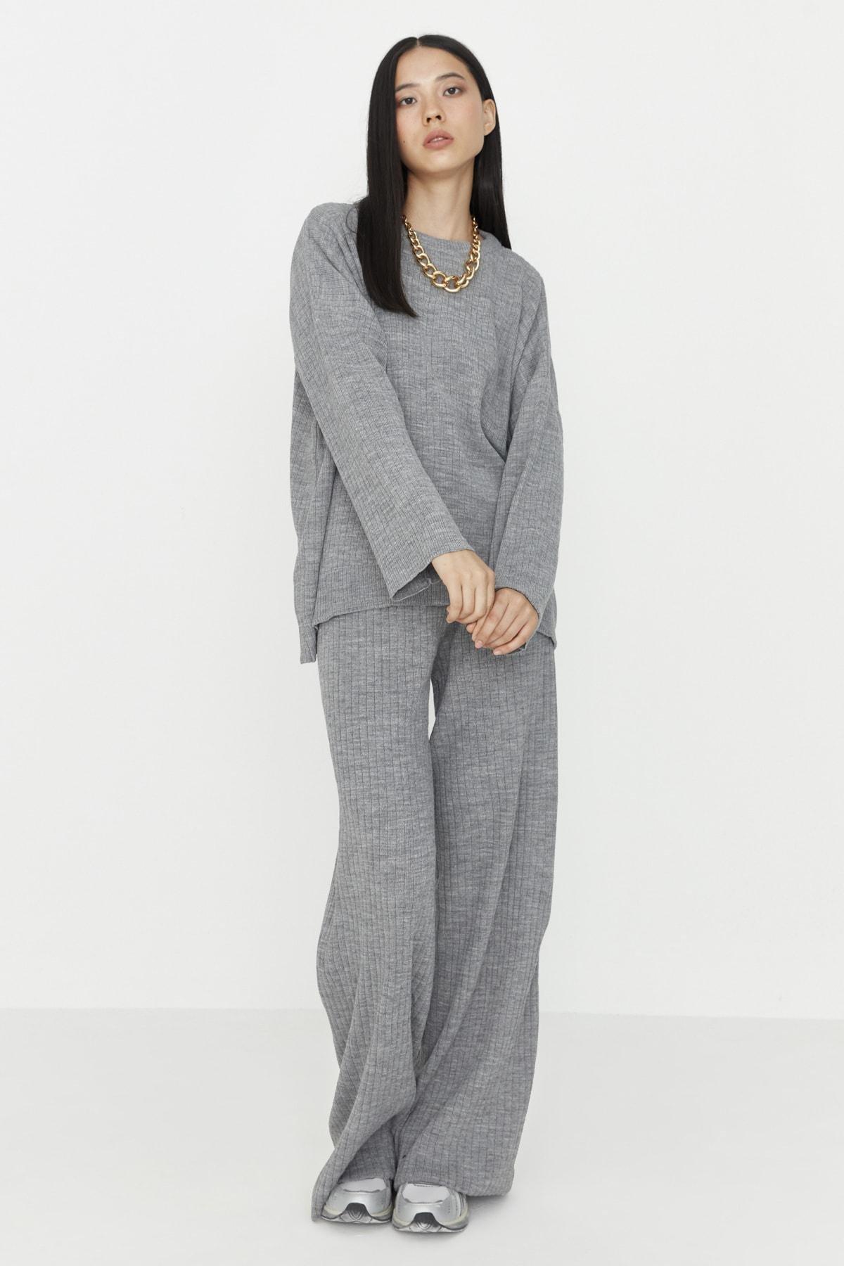 Grey Regular Mid Waist Co-Ord Set, , large image number 4