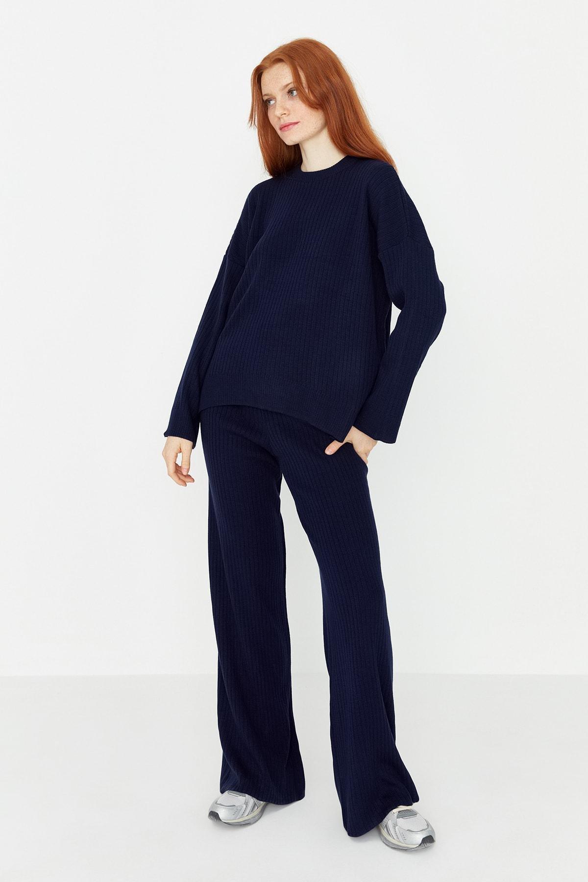 Blue Crew Neck Co-Ord Set, Dark blue, large image number 2