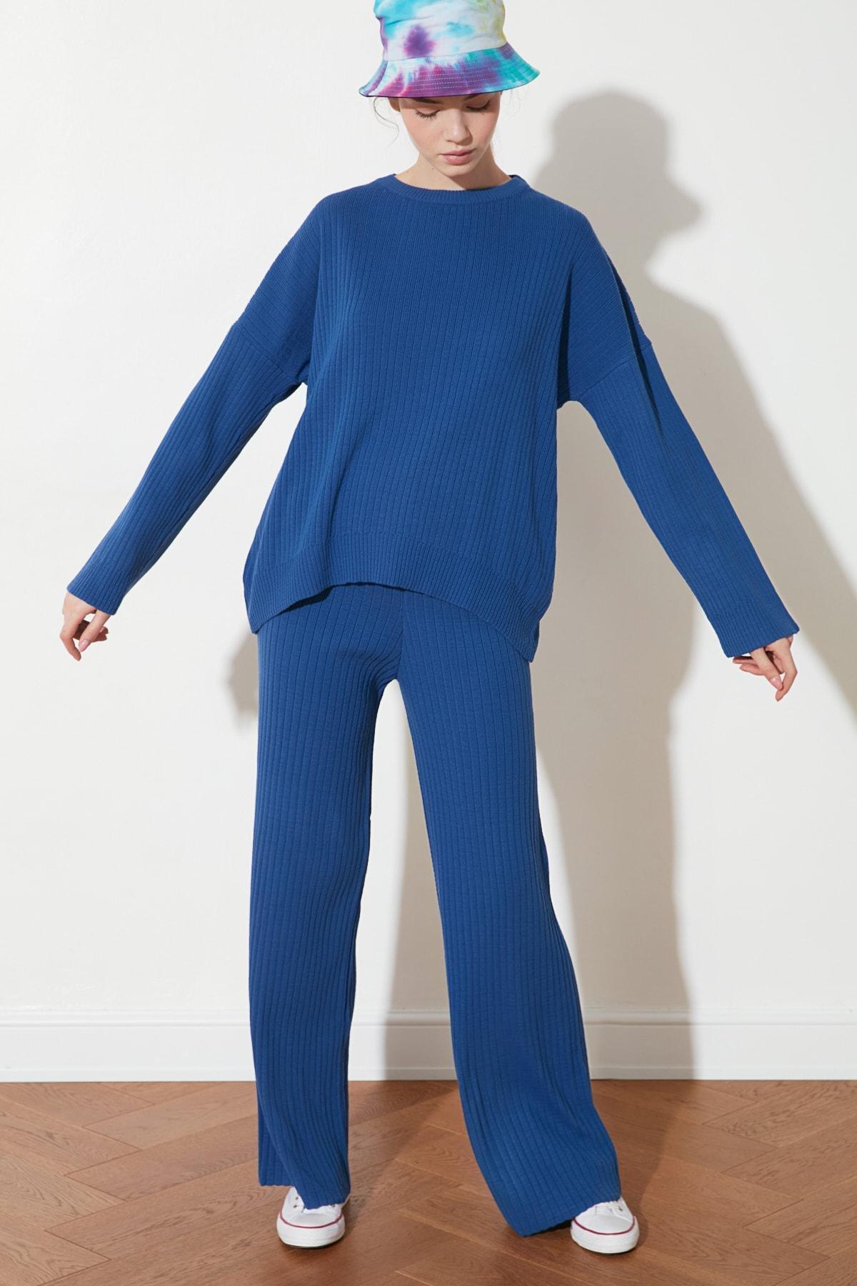 Blue Crew Neck Co-Ord Set, Dark blue, large image number 6