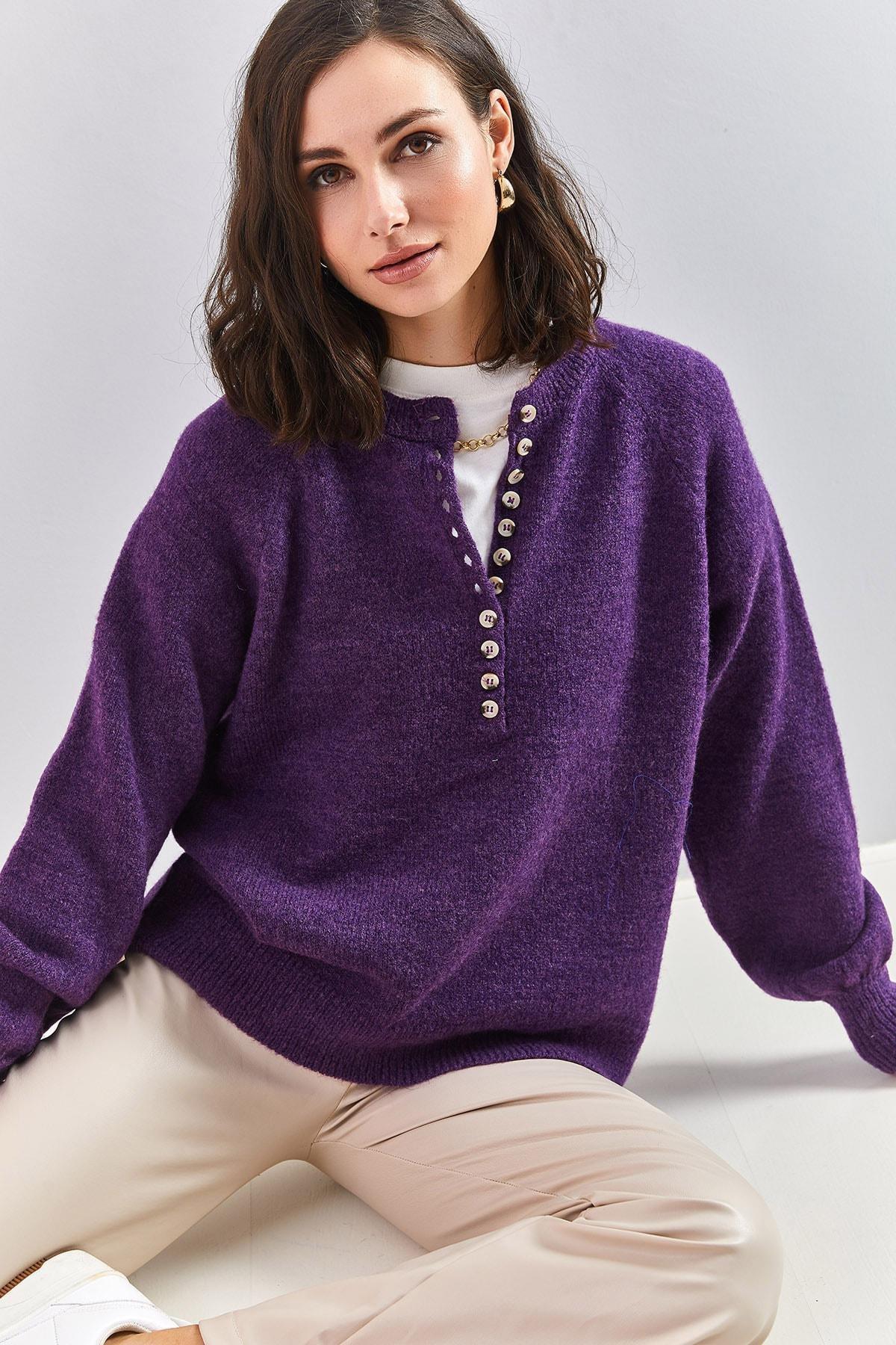 Lilac Turtleneck Striped Knitted Sweater, Purple, large image number 0