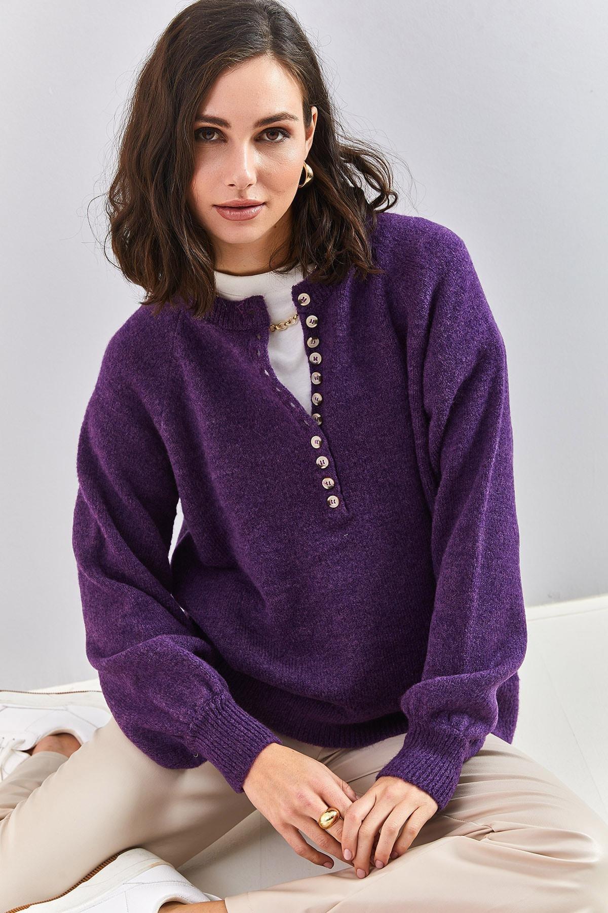 Lilac Turtleneck Striped Knitted Sweater, Purple, large image number 1