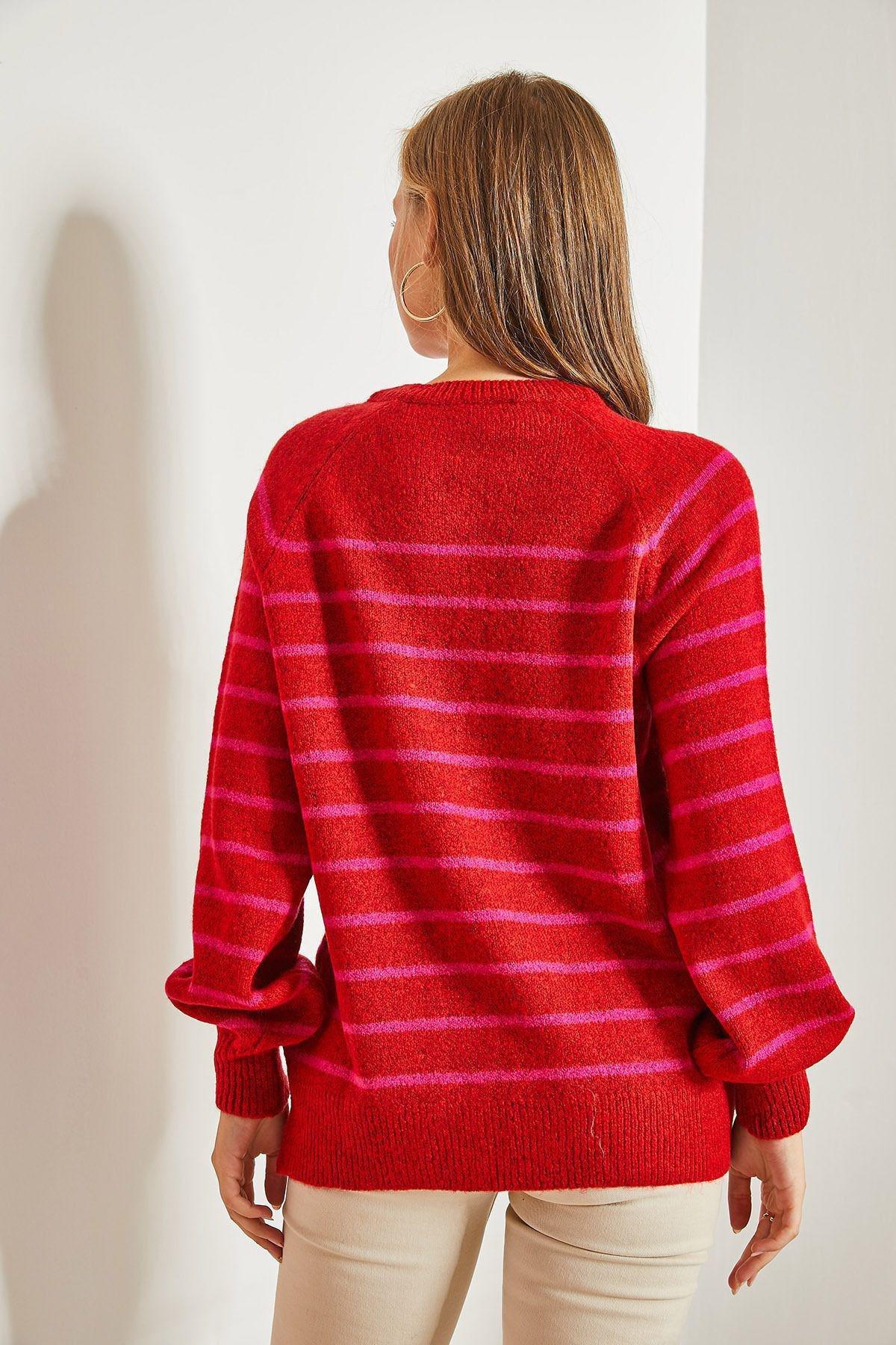 Multicolour Buttoned Collared Turtleneck Striped Sweater, C101_5718, large image number 1