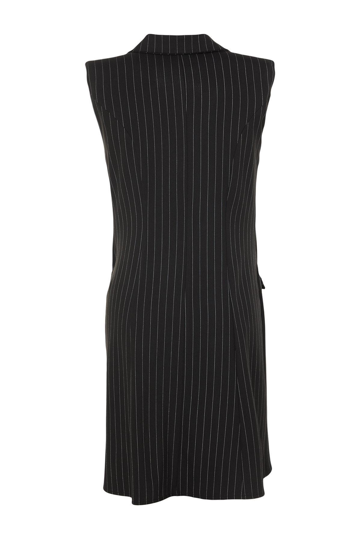 Black Blazer Dress Lapel Collar Dress, , large image number 6