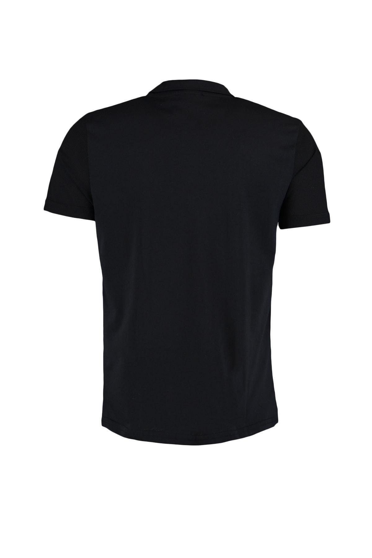 Black Slim Polo Neck T-Shirt, , large image number 6