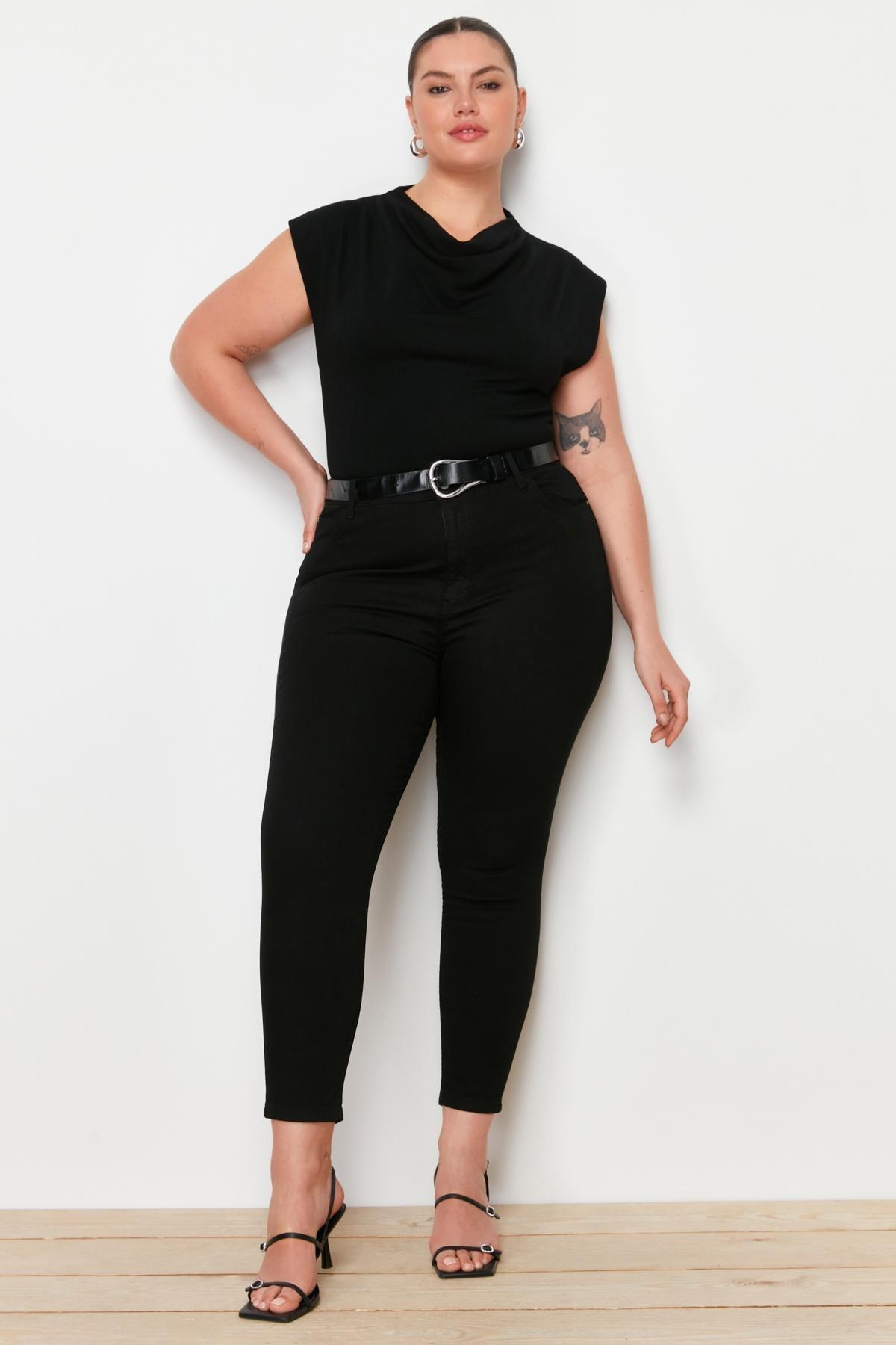 Black Plus Size Skinny Jeans, , large image number 1