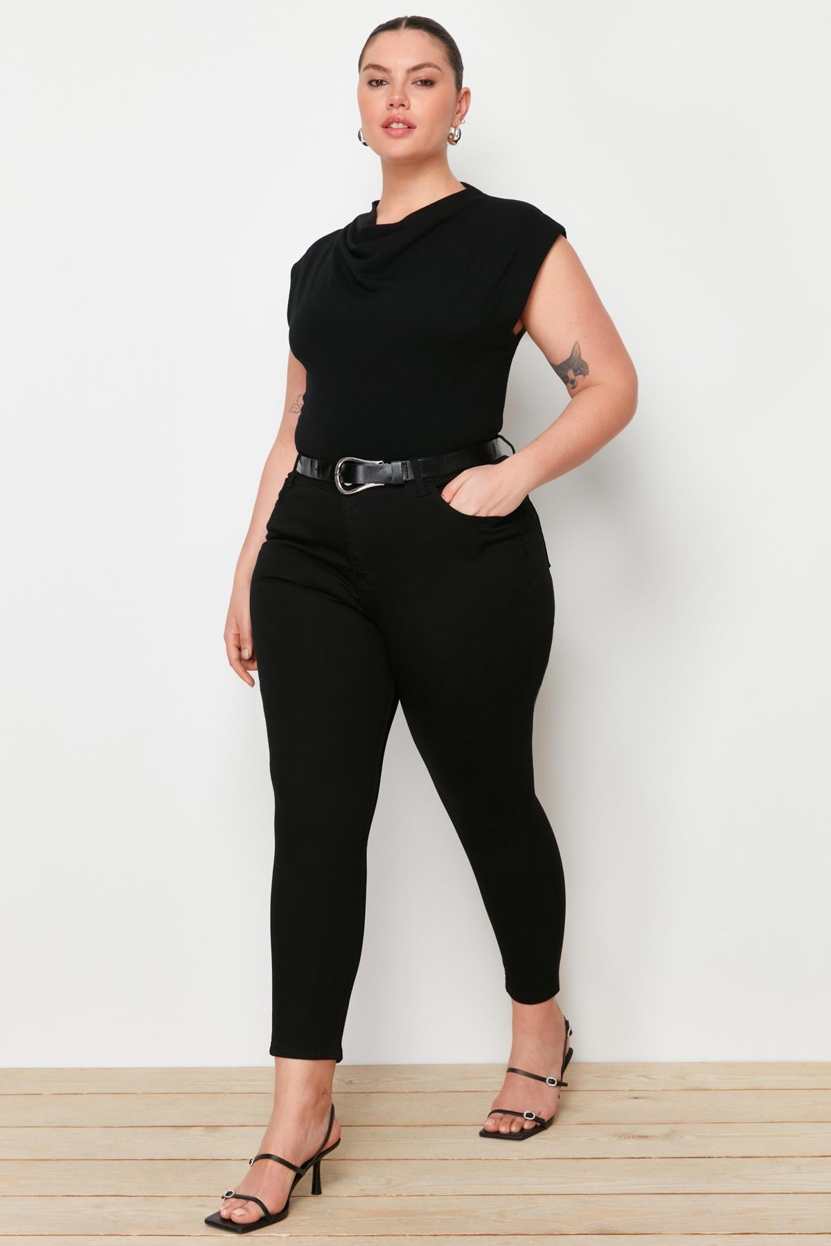 Black Plus Size Skinny Jeans, , large image number 2