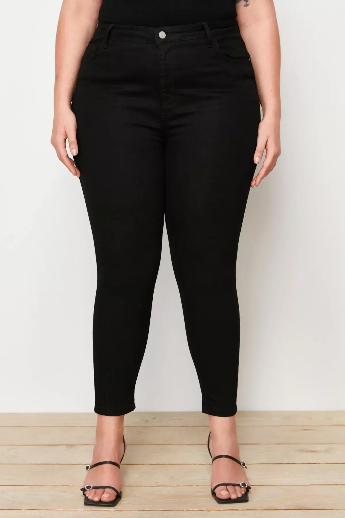 Black Plus Size Skinny Jeans, Black, large image number 3
