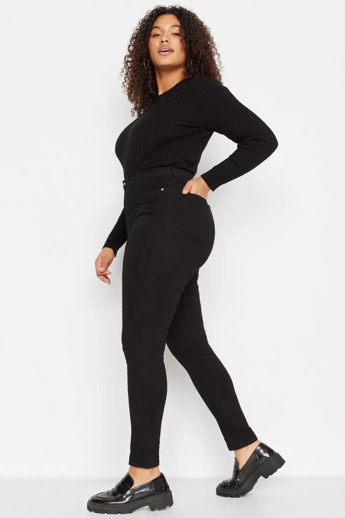 Black Plus Size Skinny Jeans, Black, large image number 7