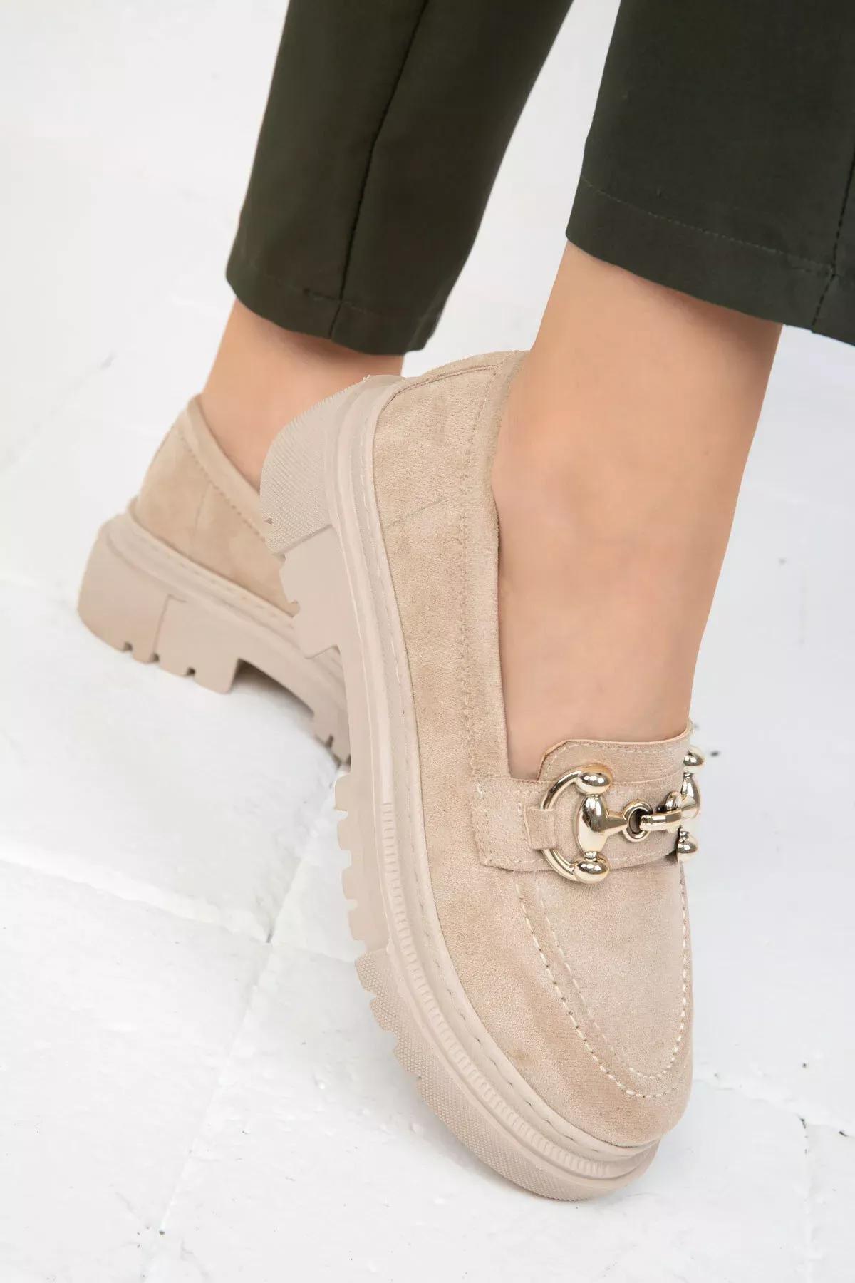 Beige Suede Casual Shoes, , large image number 1