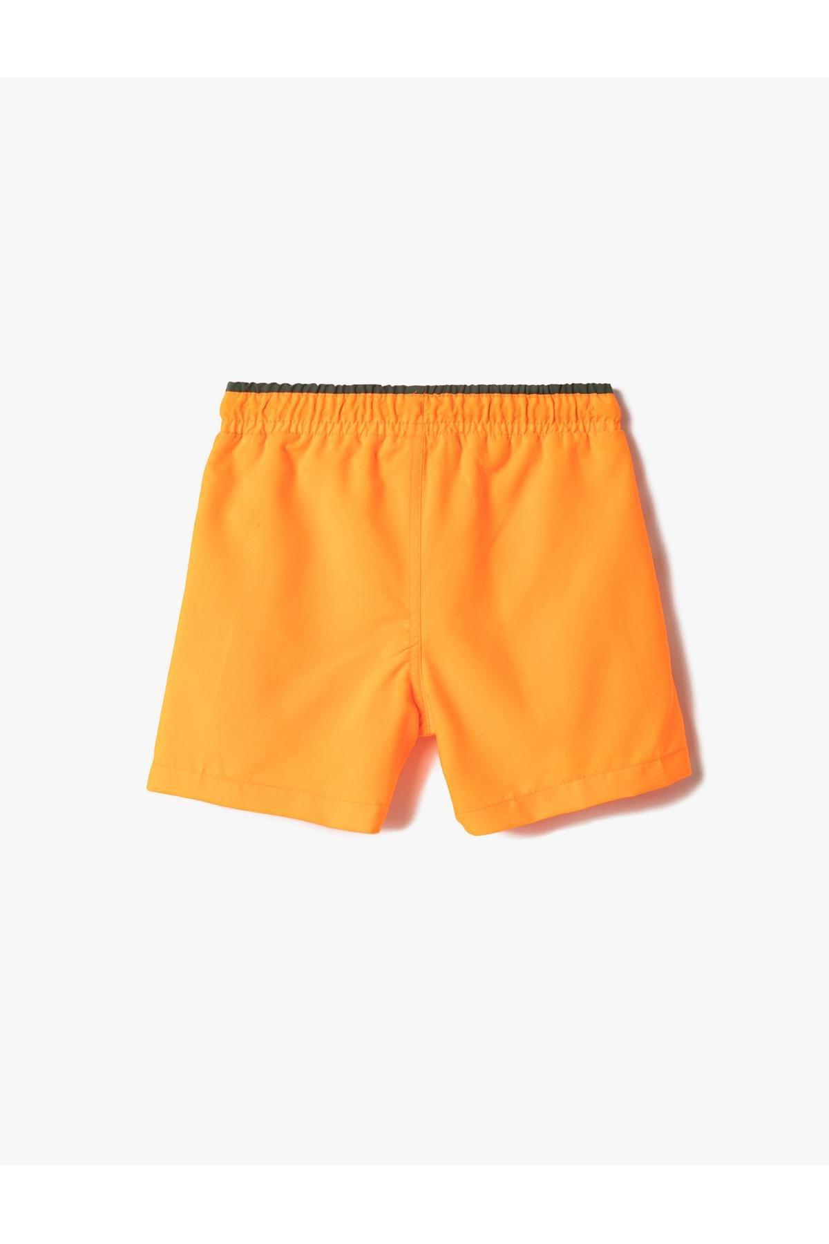 Koton - Orange Tie Waist Printed Swimsuit, Kids Boys