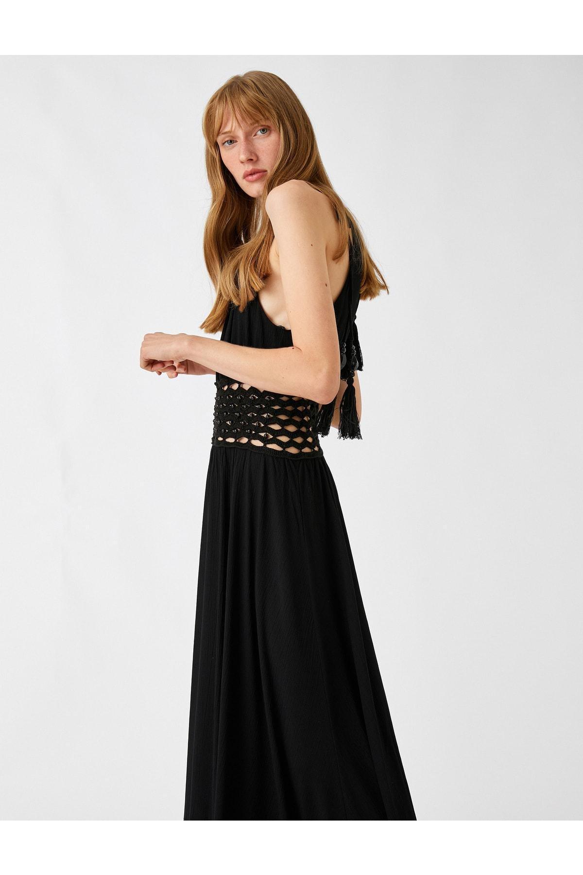 Black Rachel Araz X Koton Long Dress, , large image number 0