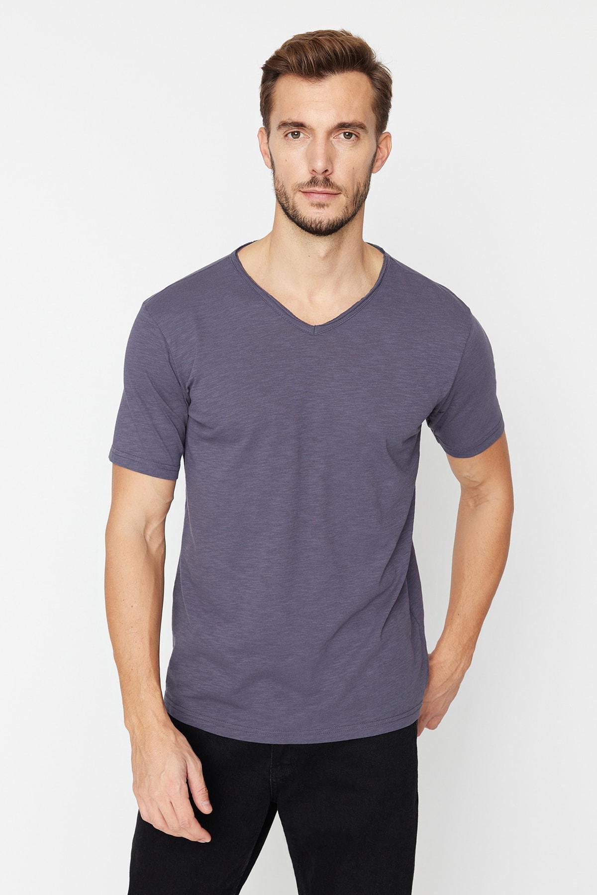 Gray V-Neck T-Shirt, , large image number 0