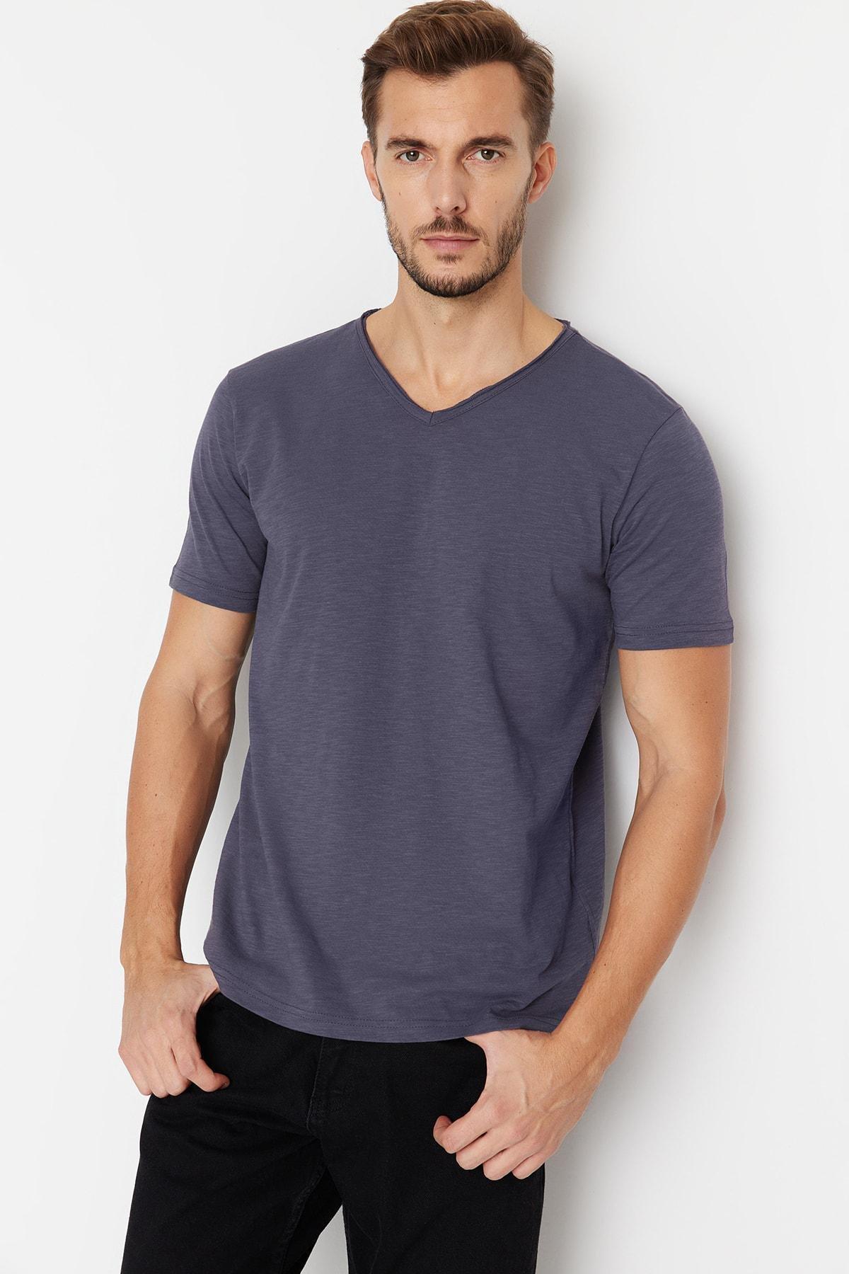 Gray V-Neck T-Shirt, , large image number 1