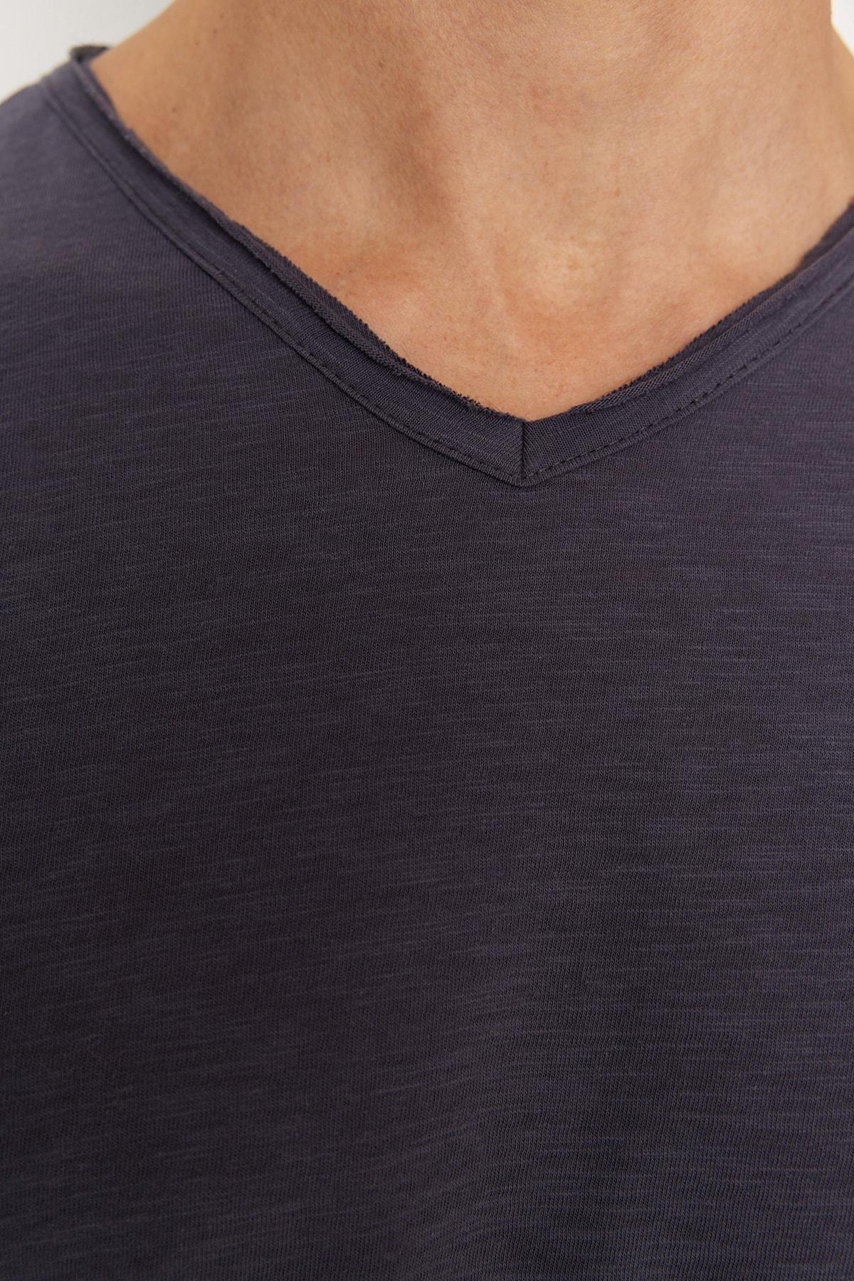 Gray V-Neck T-Shirt, , large image number 3