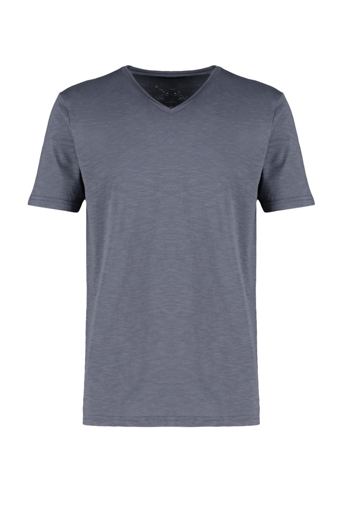 Gray V-Neck T-Shirt, , large image number 5