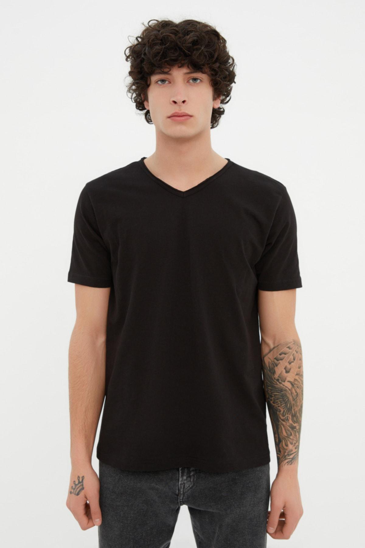 Black V Neck Tshirt, , large image number 0