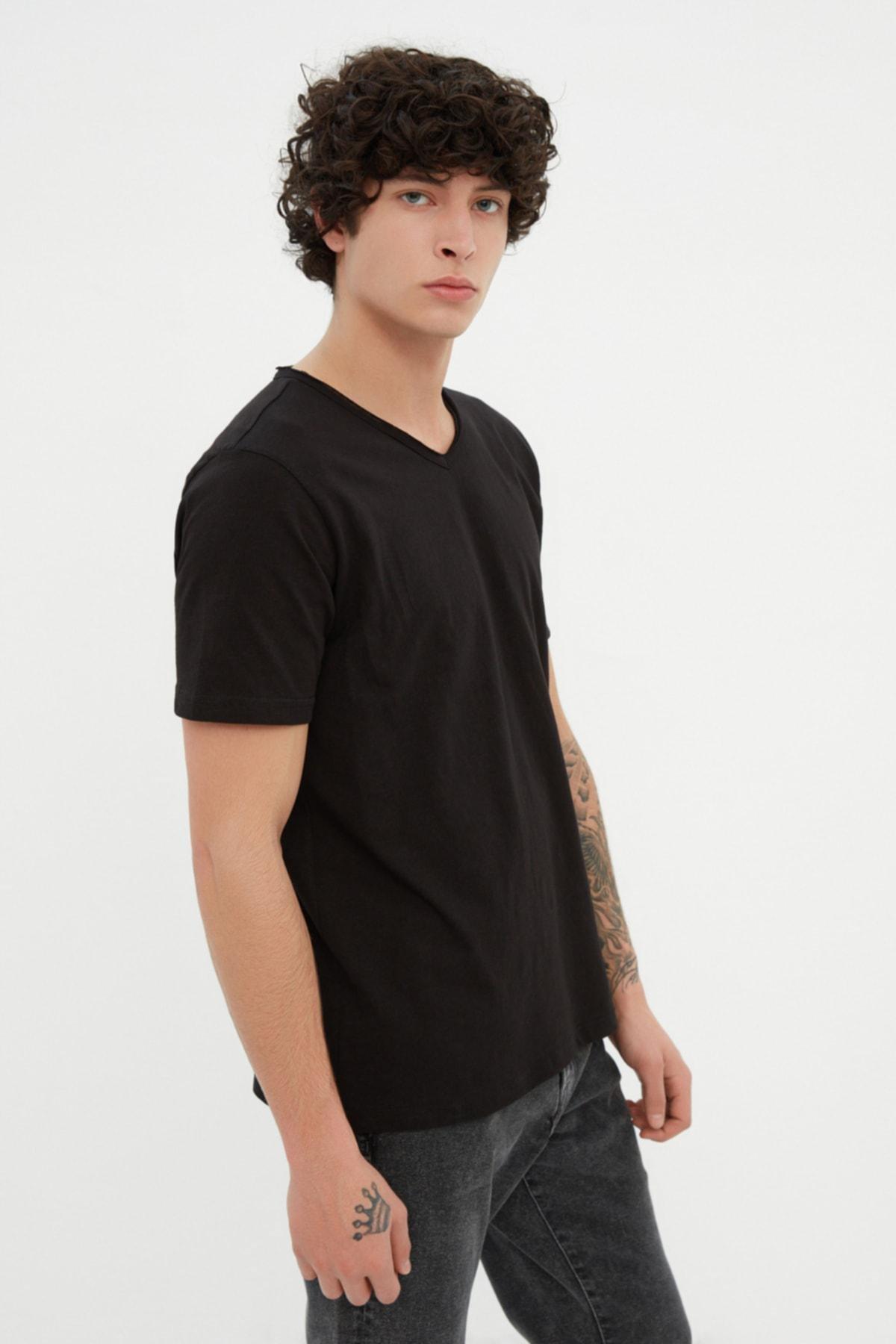 Black V Neck Tshirt, , large image number 4