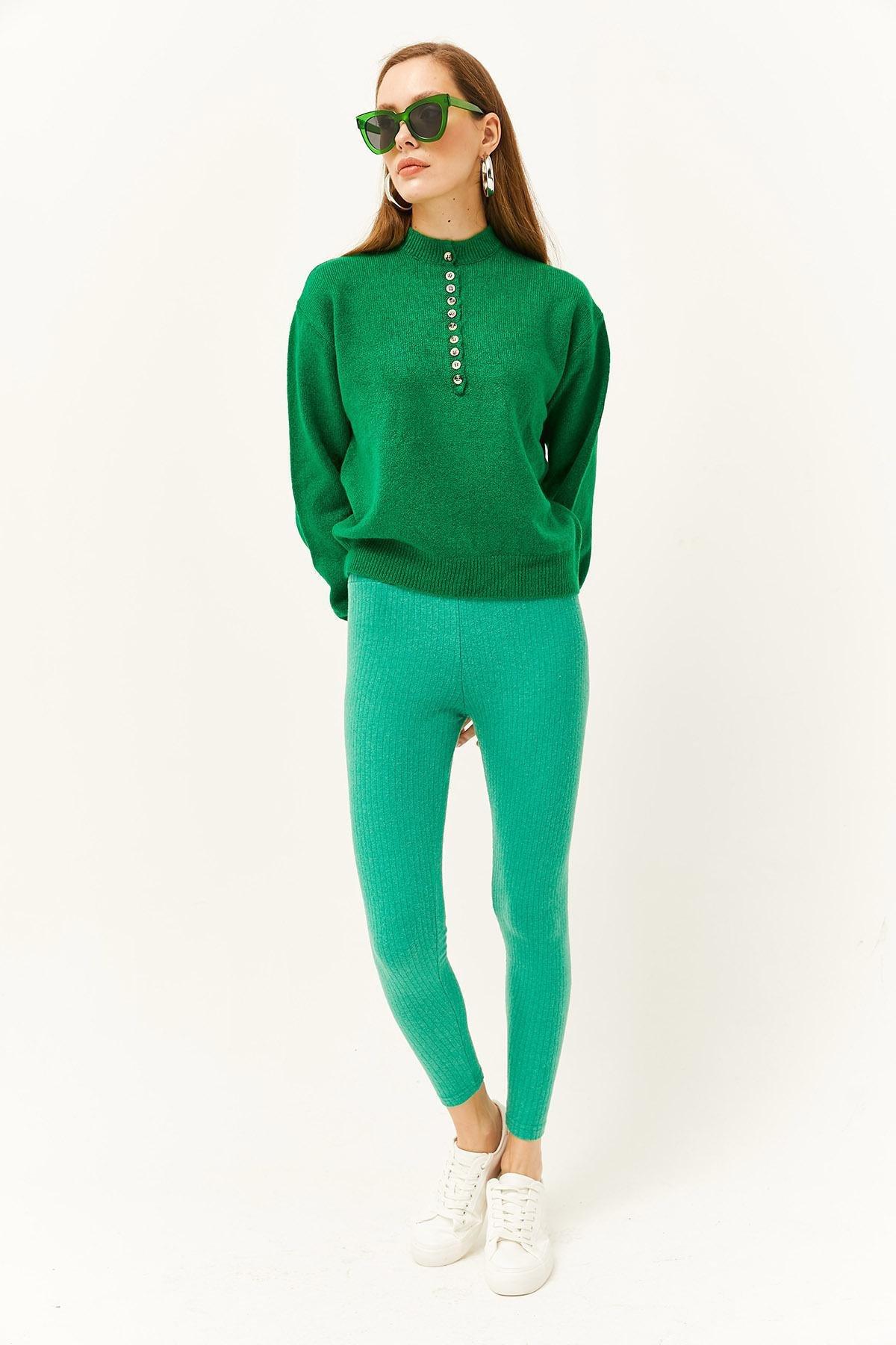 Green Thick Ribbed Raised Tights, C101_1597, large image number 1