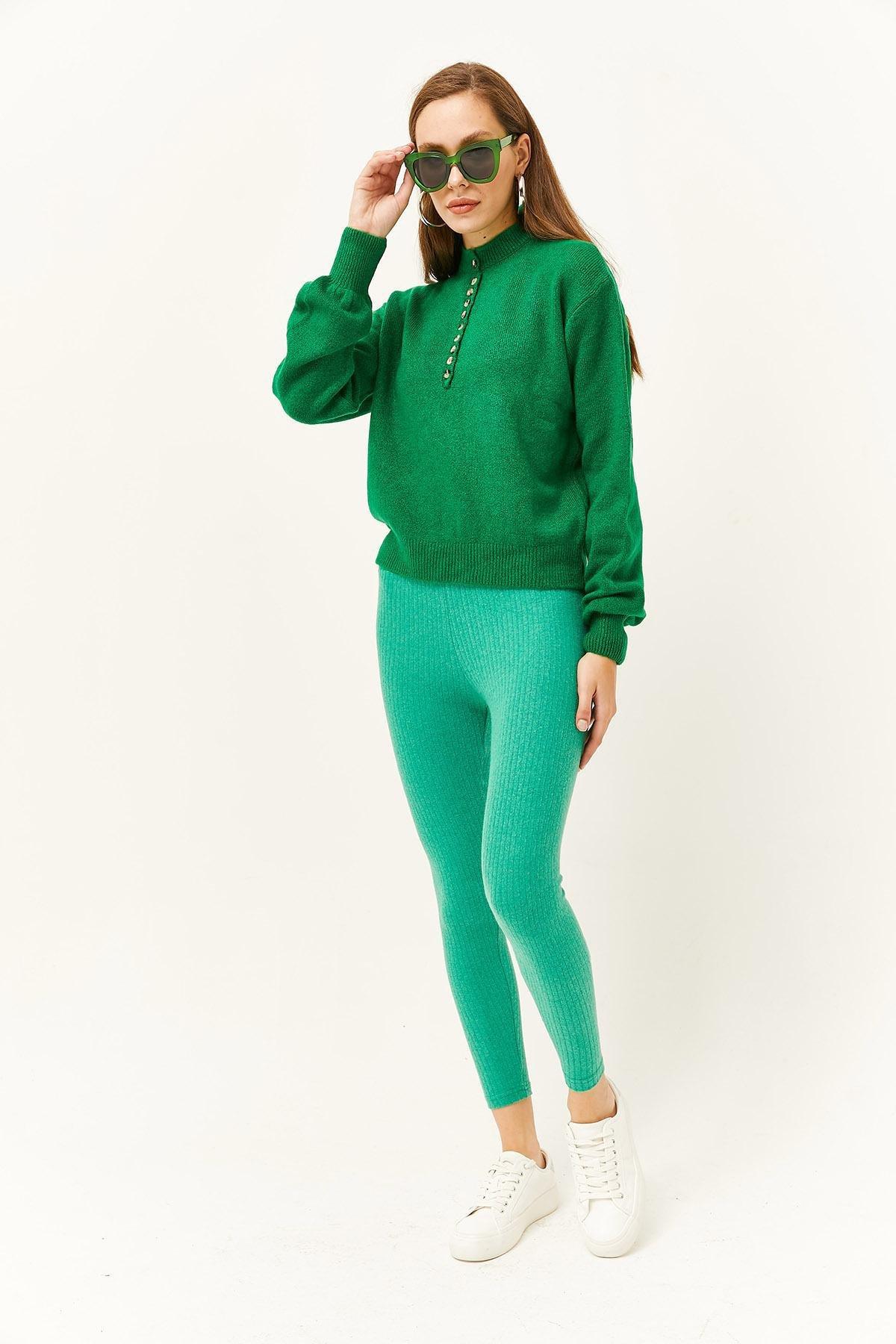 Green Thick Ribbed Raised Tights, C101_1597, large image number 2