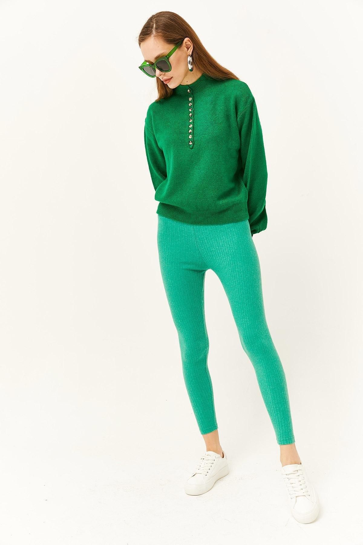 Green Thick Ribbed Raised Tights, C101_1597, large image number 3