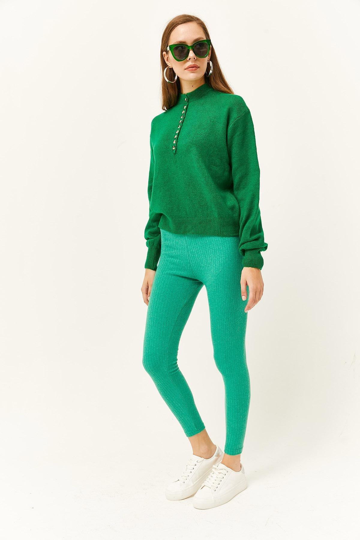 Green Thick Ribbed Raised Tights, C101_1597, large image number 4