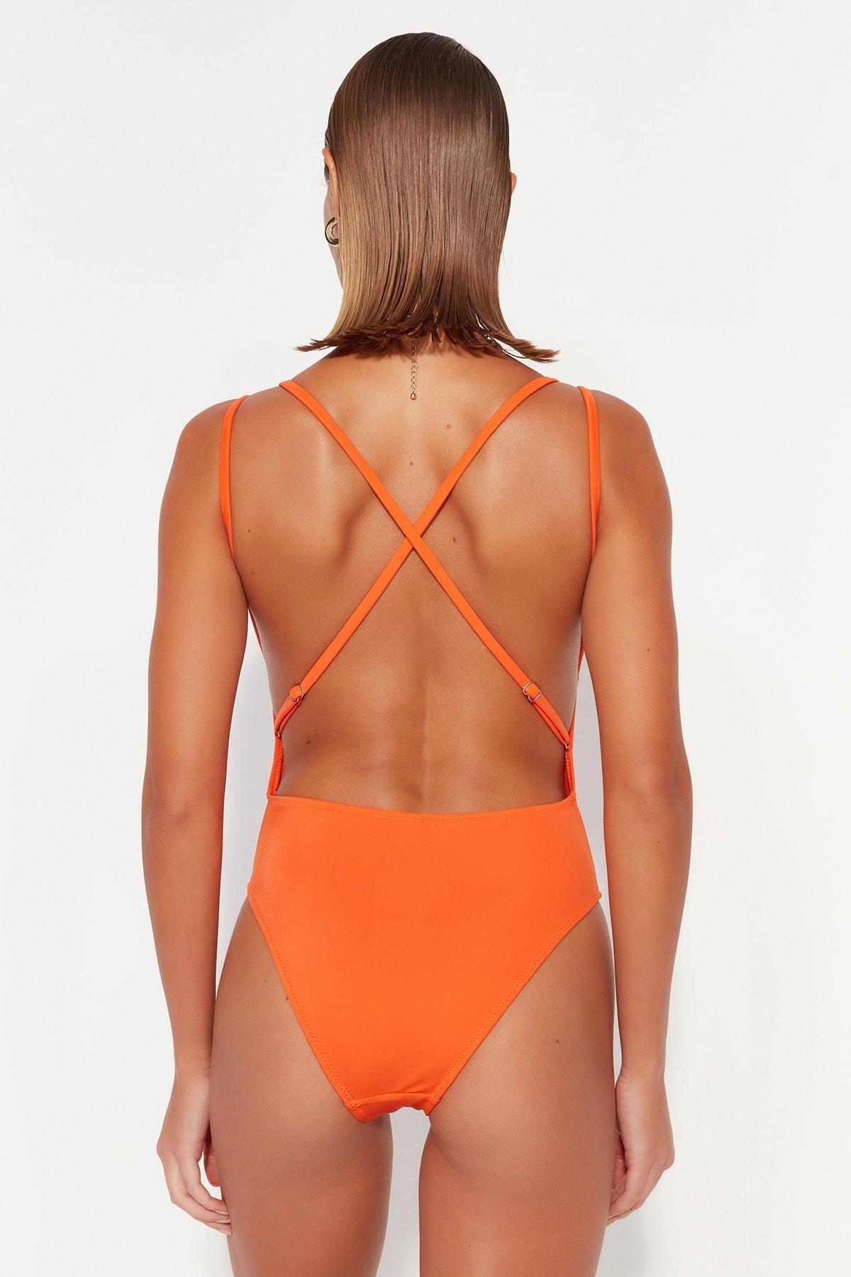 Orange Slim Swimsuit, , large image number 4