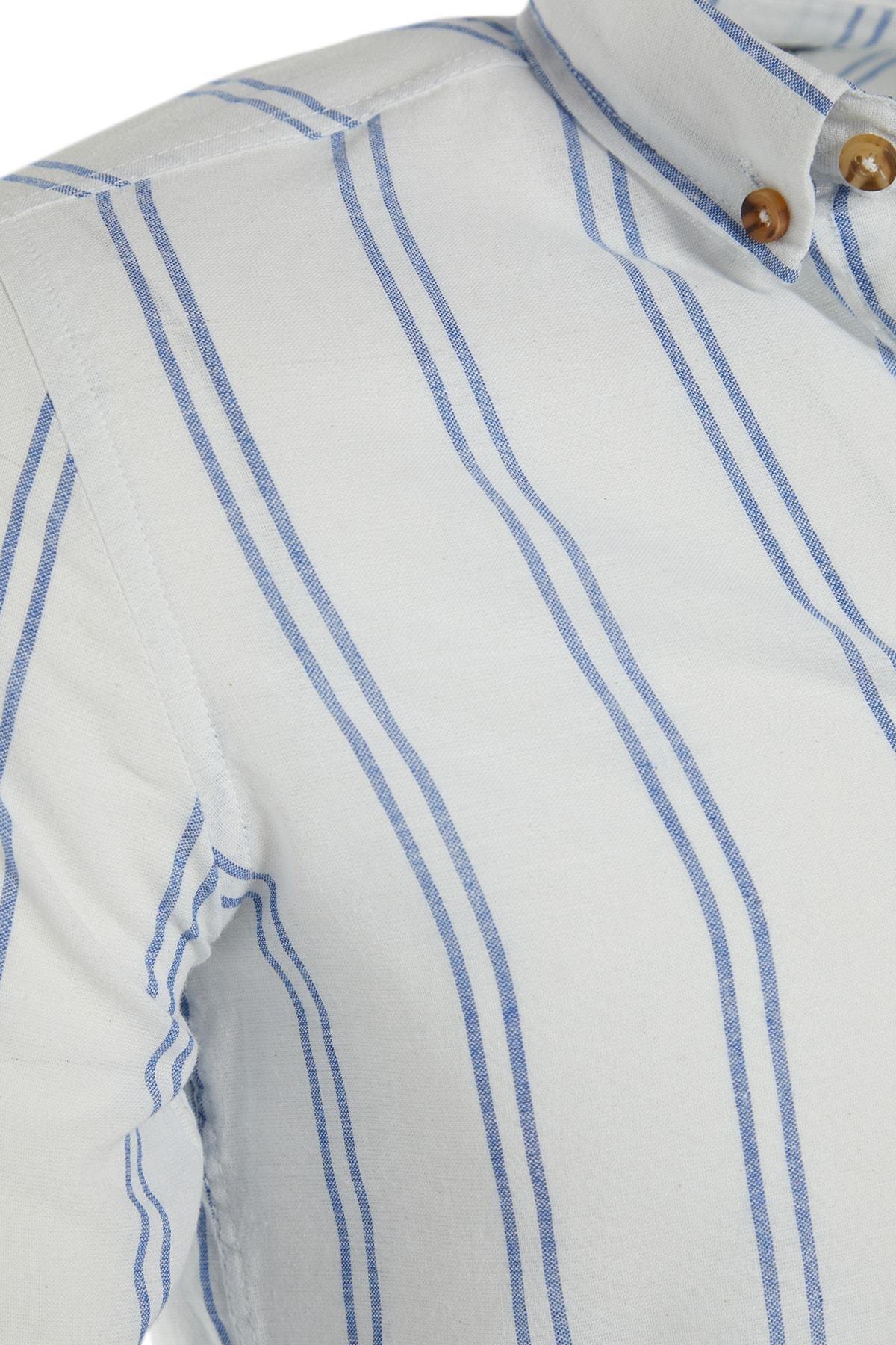 White Striped Slim Shirt, , large image number 4