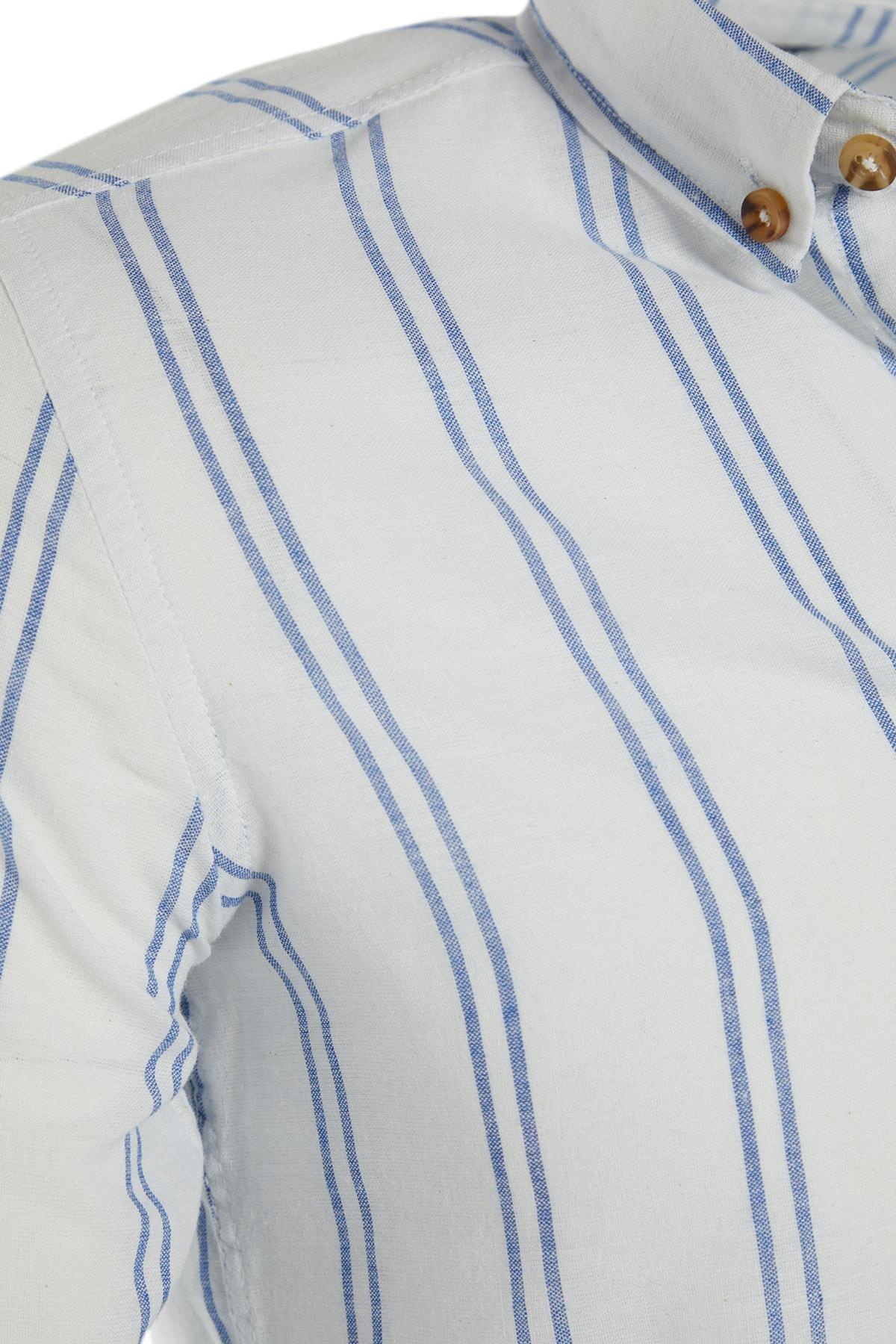 Trendyol - White Striped Slim Shirt