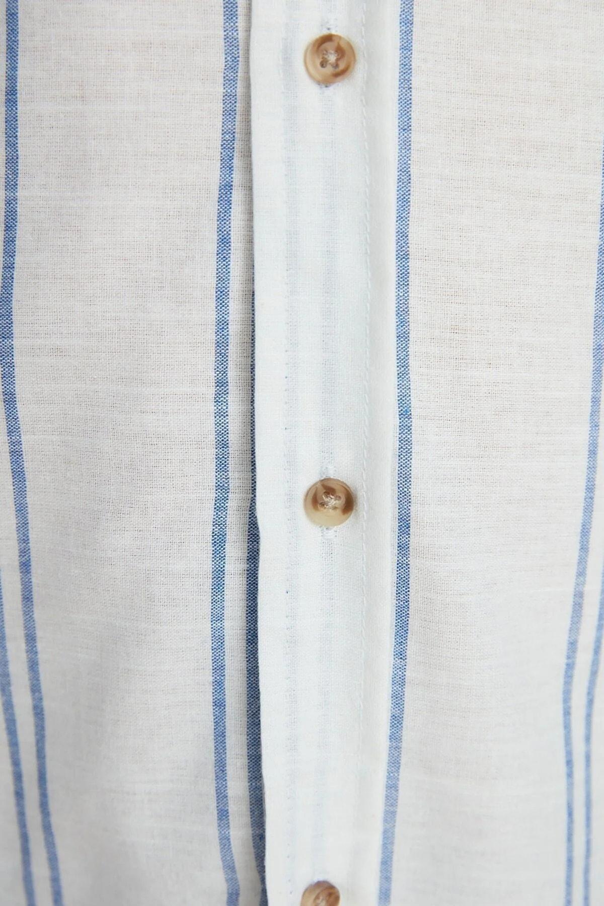 White Striped Slim Shirt, , large image number 5