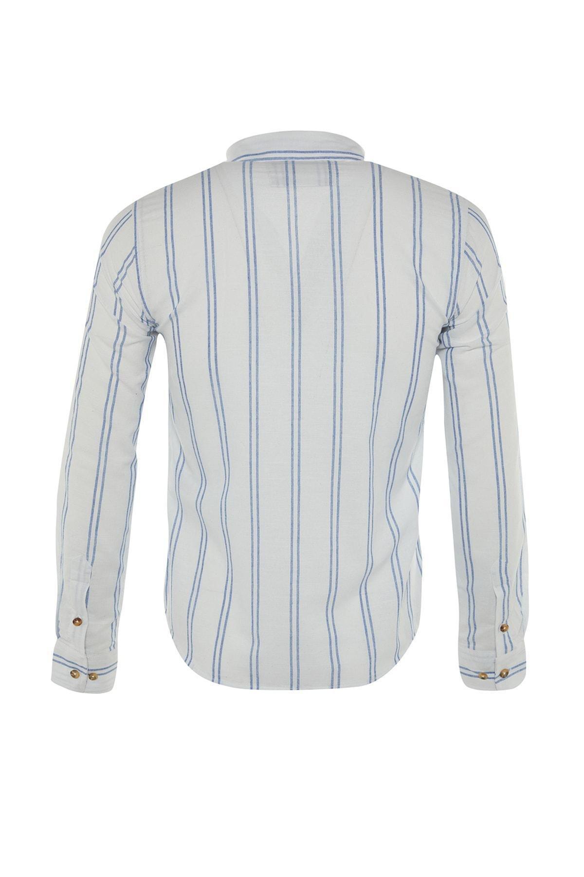 White Striped Slim Shirt, , large image number 6