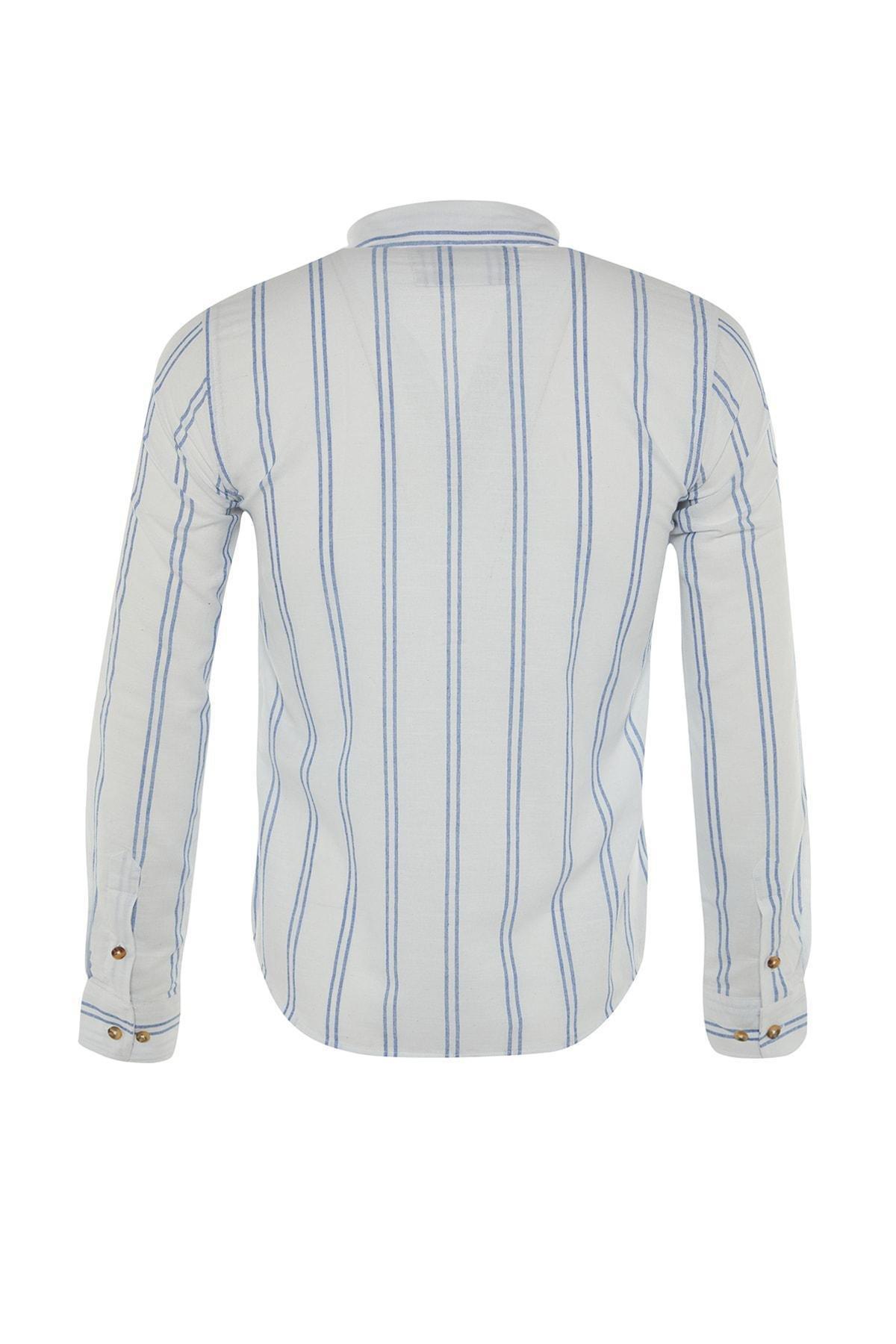 Trendyol - White Striped Slim Shirt