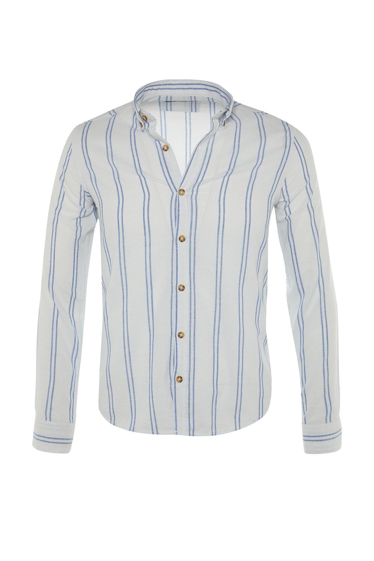 White Striped Slim Shirt, , large image number 7