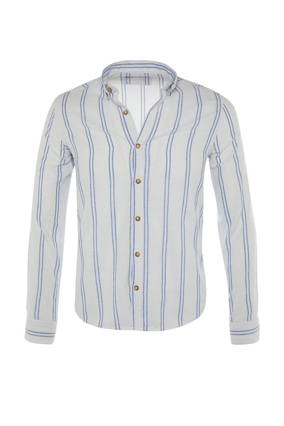 Trendyol - White Striped Slim Shirt