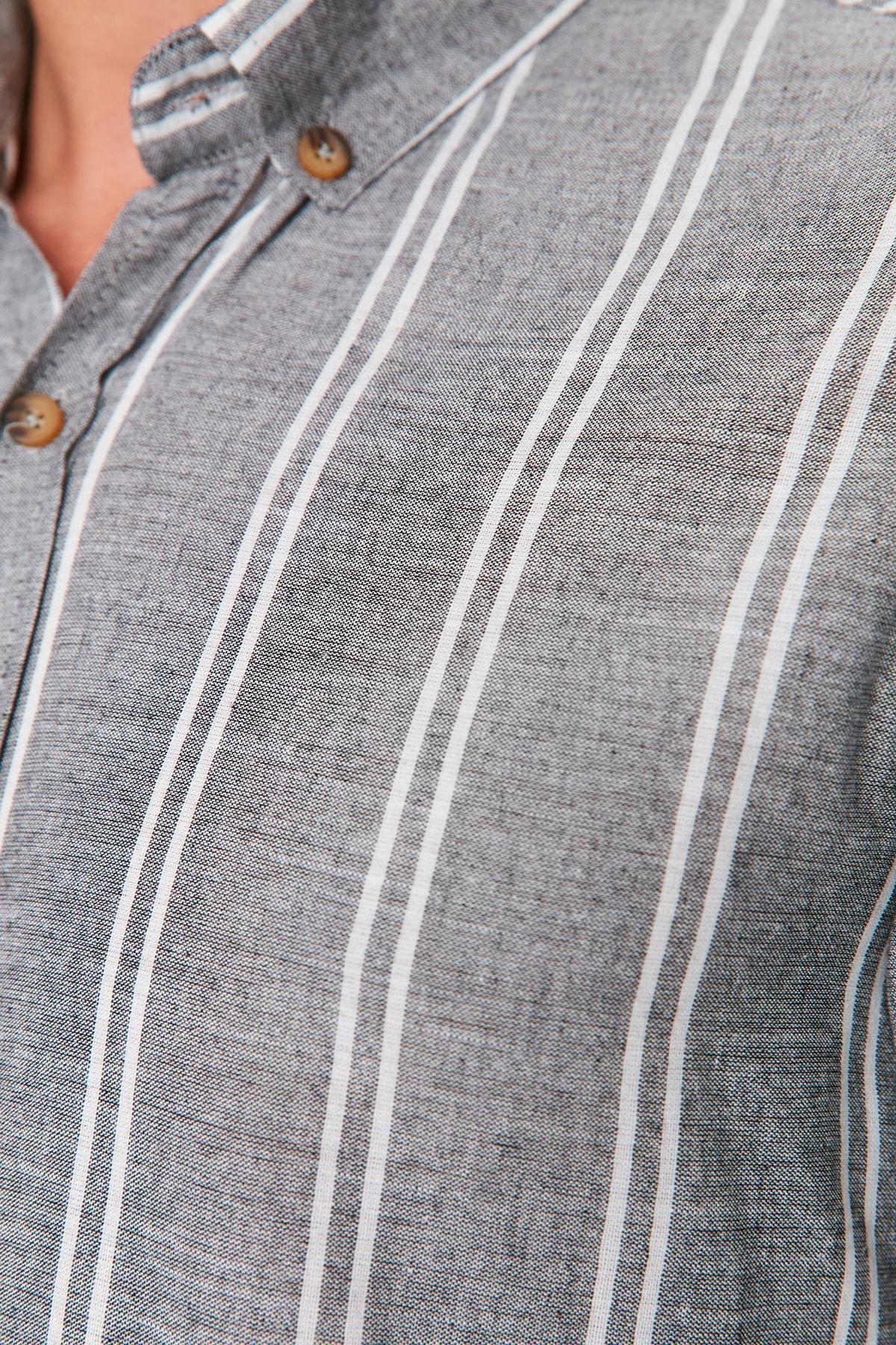Black Slim Striped Shirt, , large image number 2