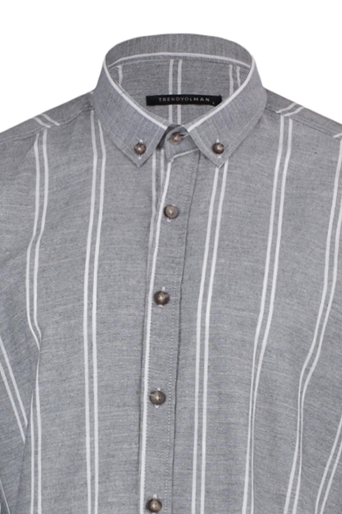 Black Slim Striped Shirt, , large image number 6