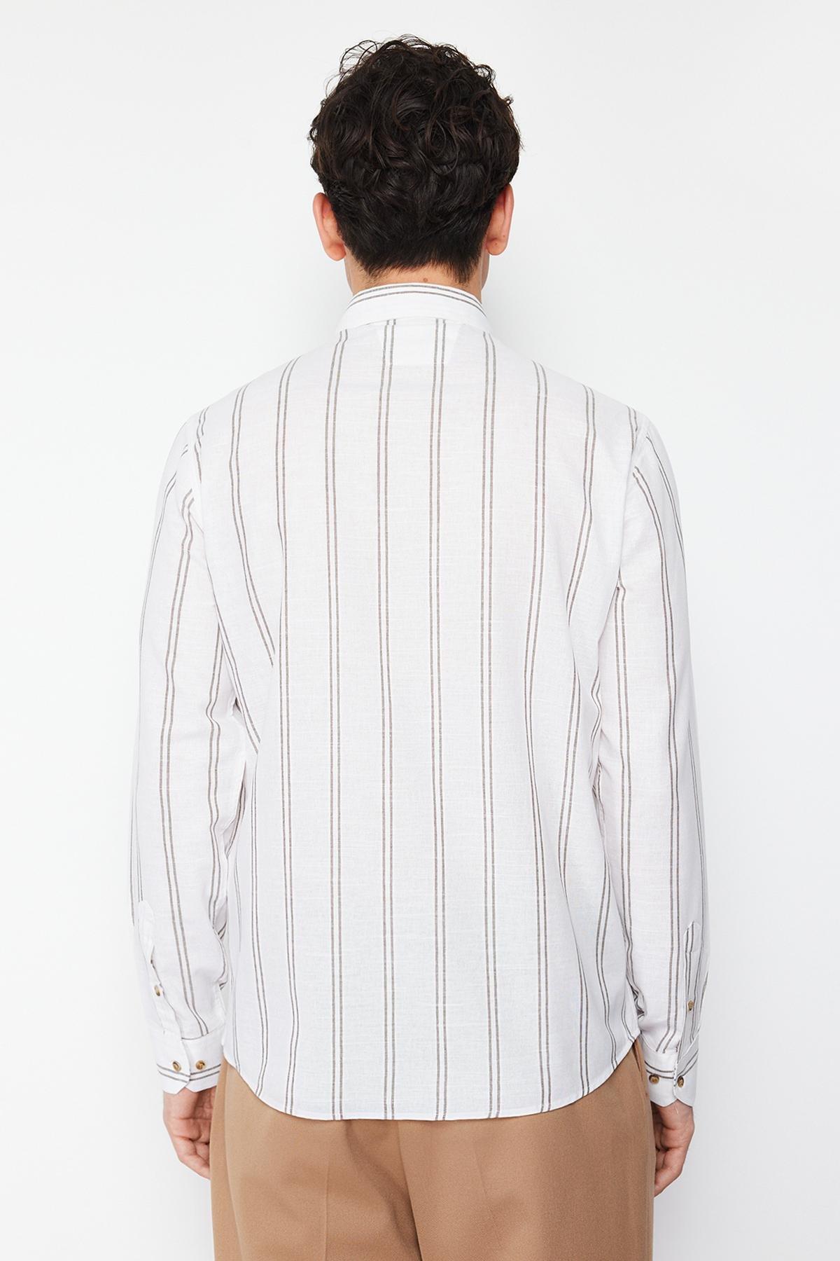 White Striped Slim Shirt, , large image number 3