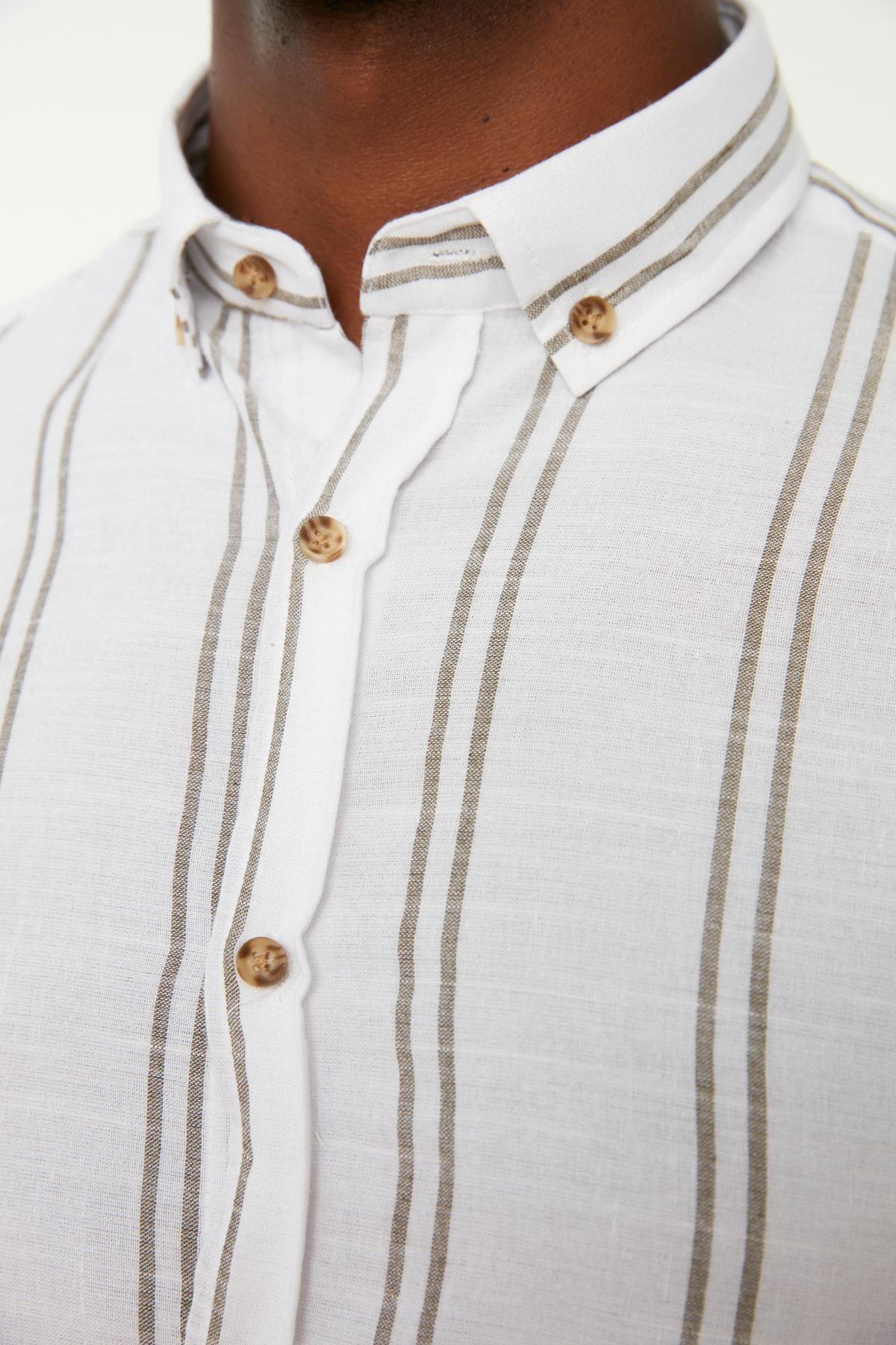 White Striped Slim Shirt, Green, large image number 4