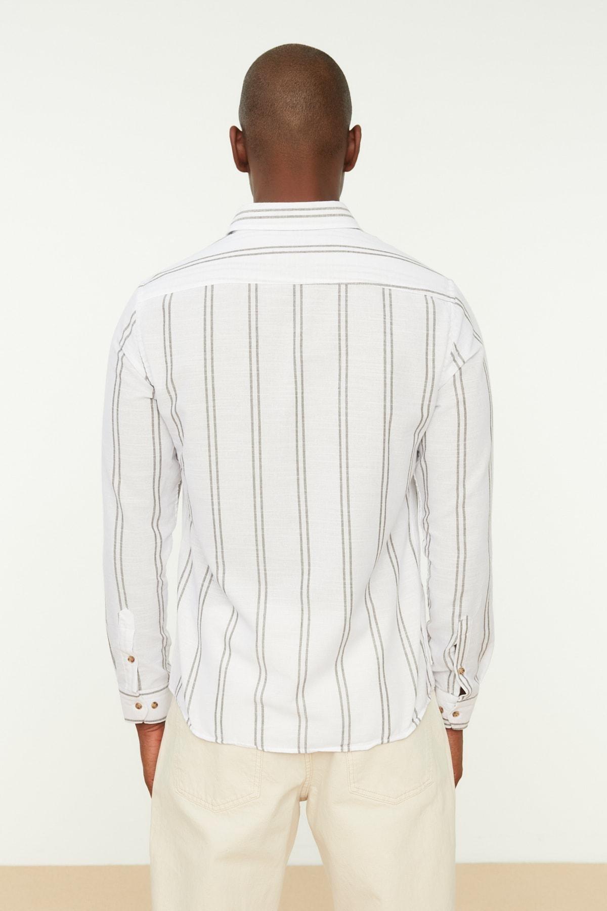 White Striped Slim Shirt, , large image number 8