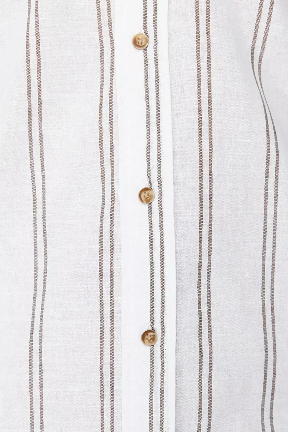 White Striped Slim Shirt, Green, large image number 9