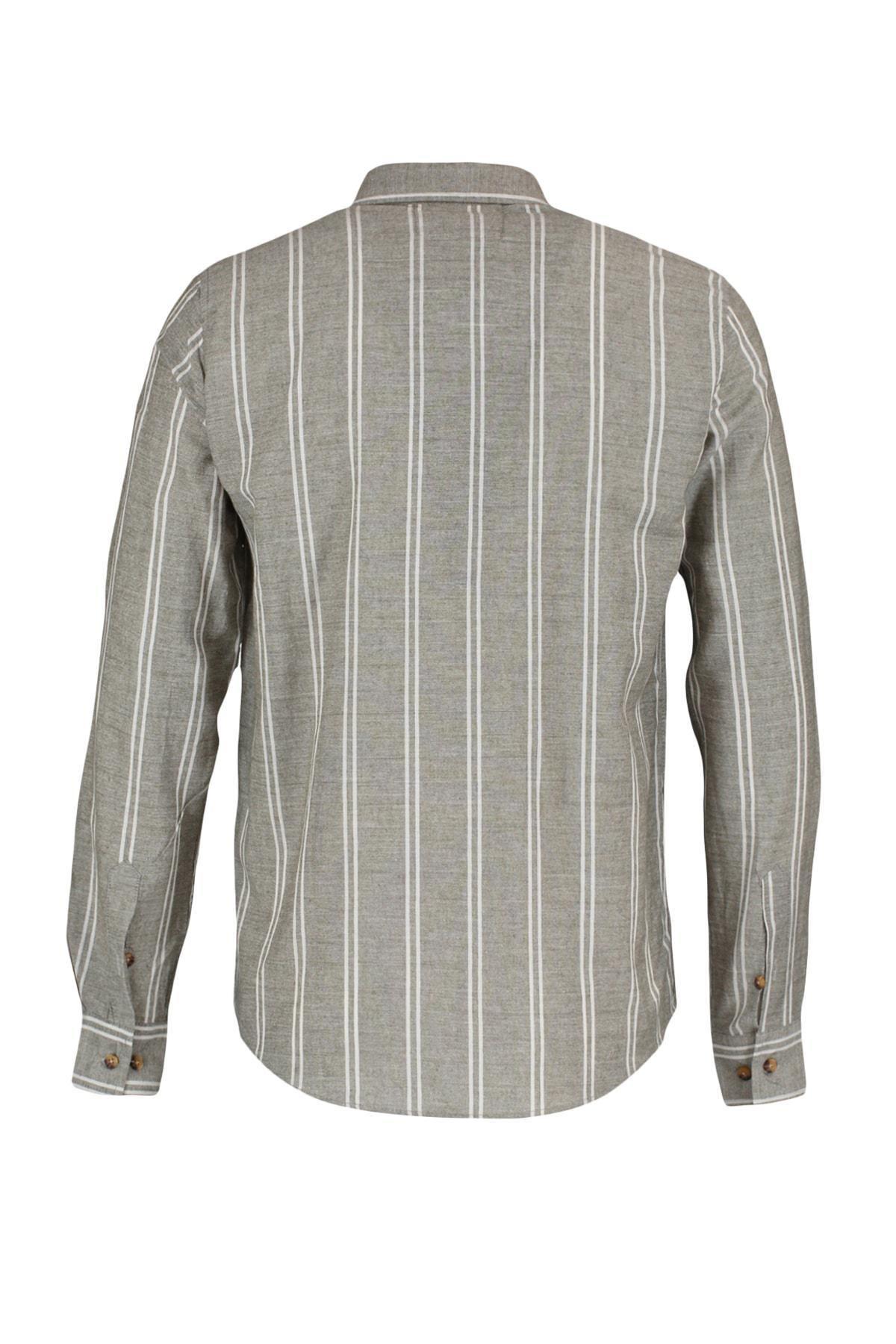 Khaki Slim Cotton Shirt, , large image number 7
