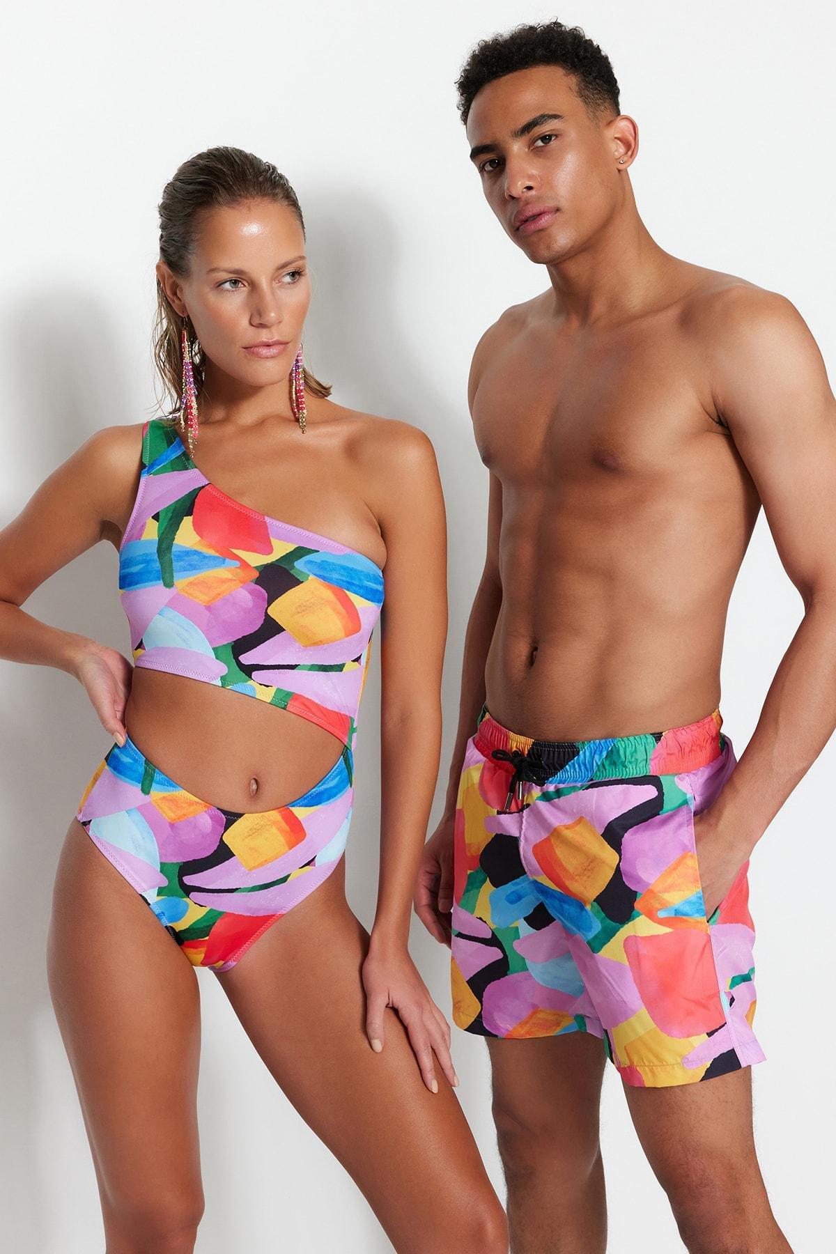 Multicolour Colourblock Swimsuit, , large image number 0