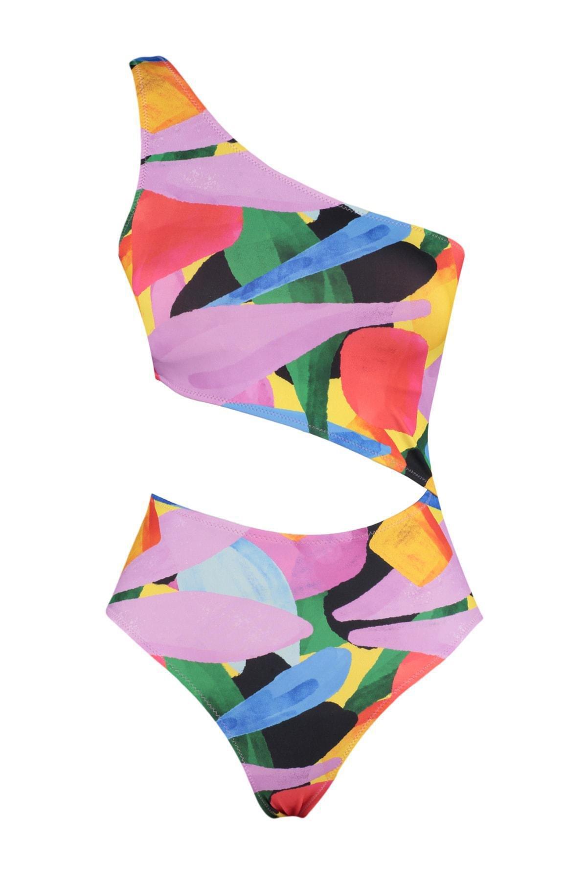 Multicolour Colourblock Swimsuit, , large image number 7
