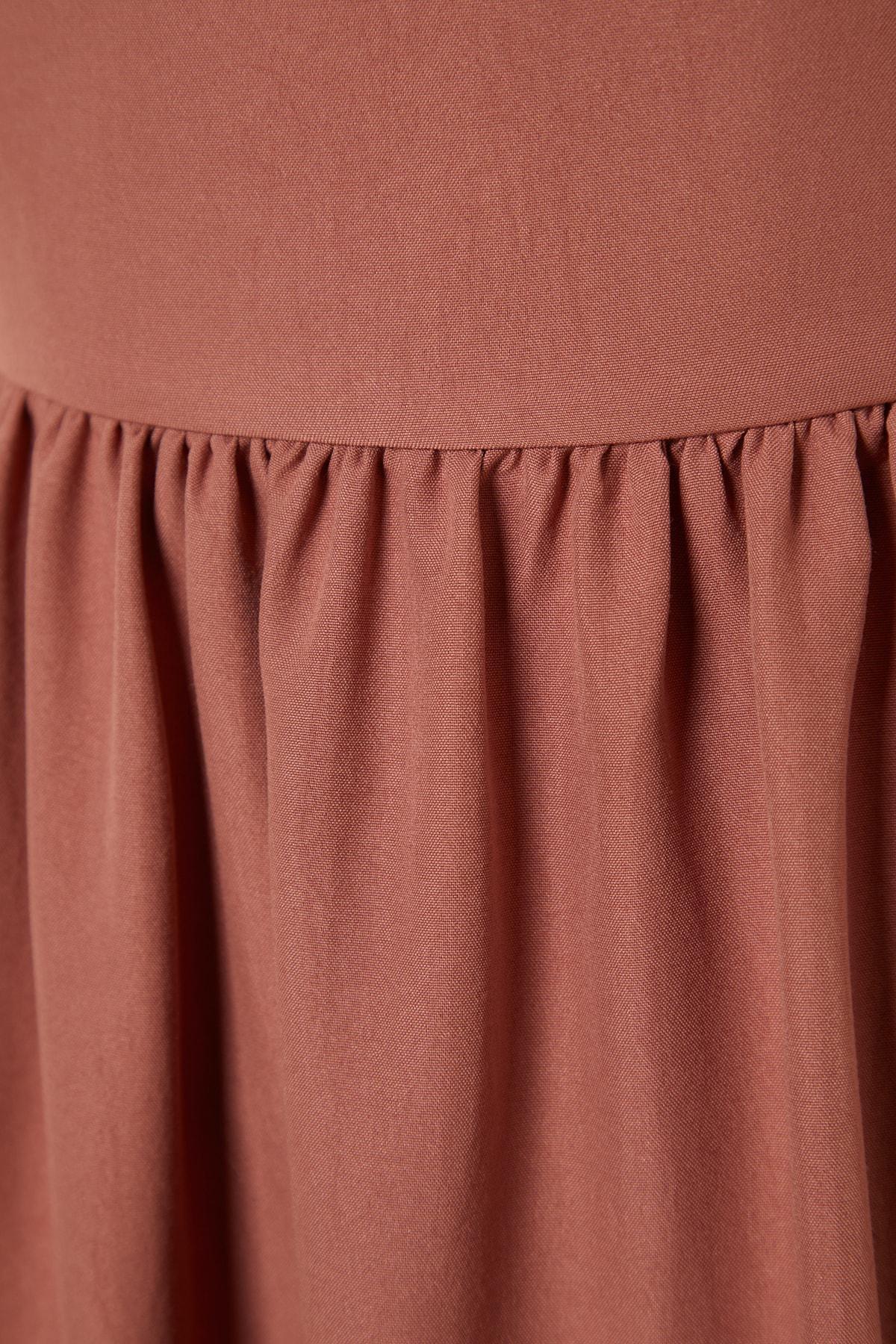 Pink Back Tie Detailed Woven Dress, , large image number 5