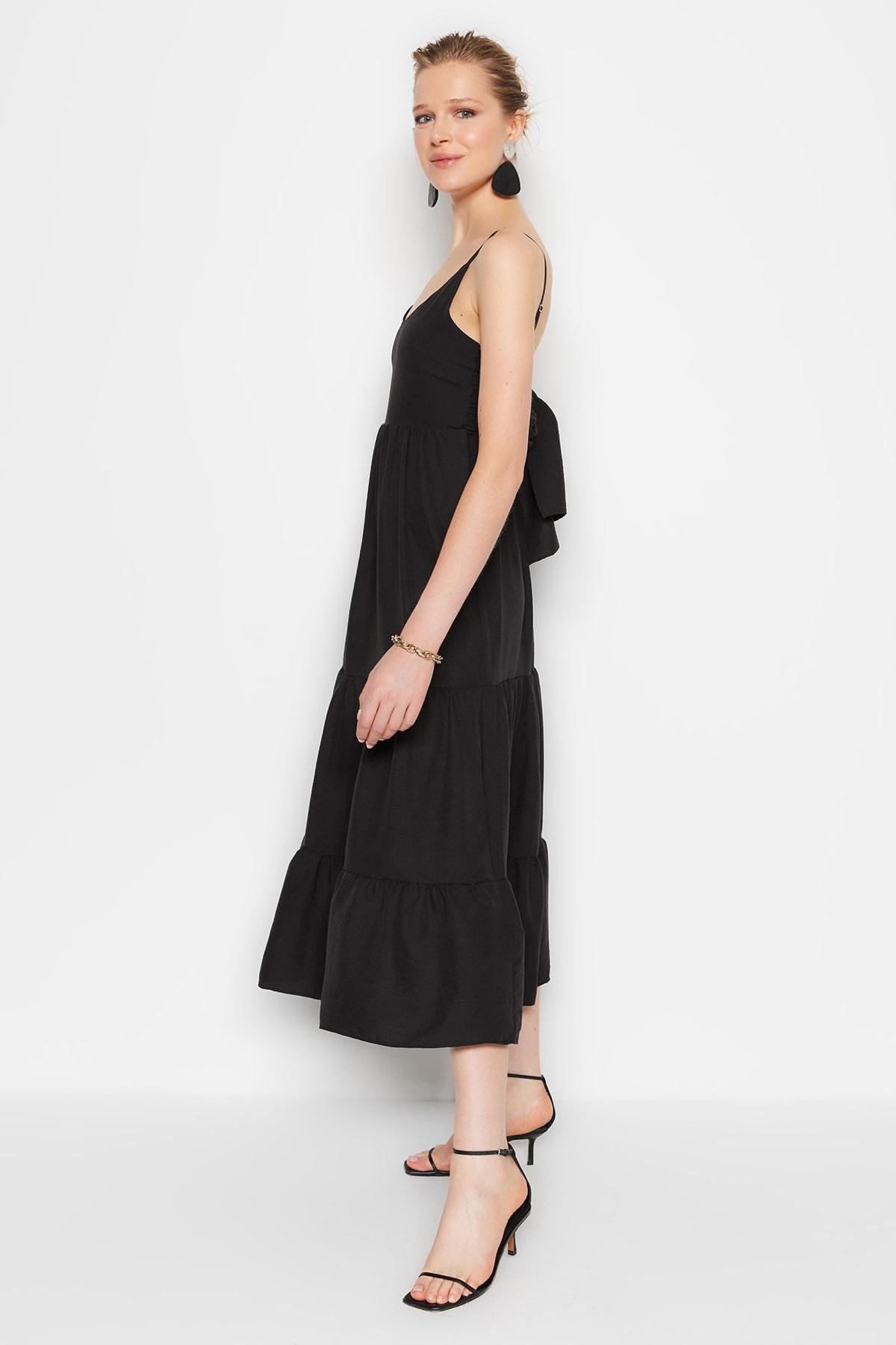 Black V-Neck Skater Dress, , large image number 0