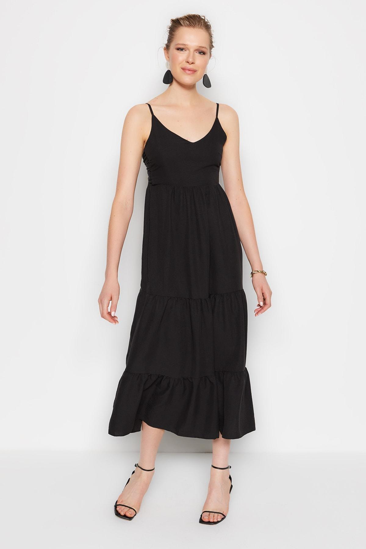 Black V-Neck Skater Dress, , large image number 2